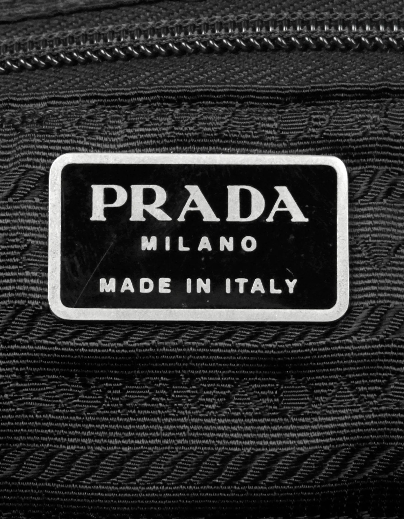 Prada Black Nylon Backpack Bag with Front Zipper Pocket