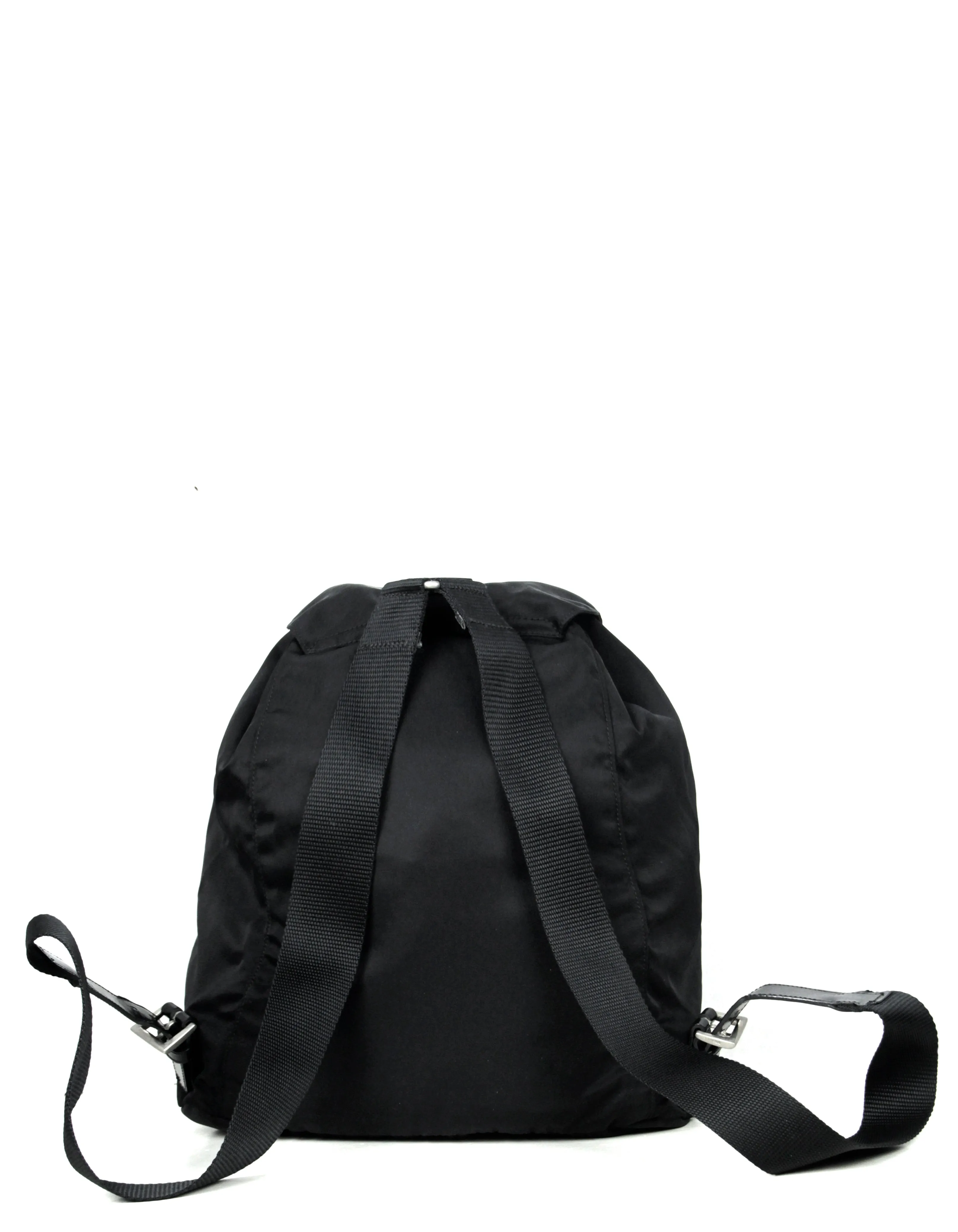 Prada Black Nylon Backpack Bag with Front Zipper Pocket