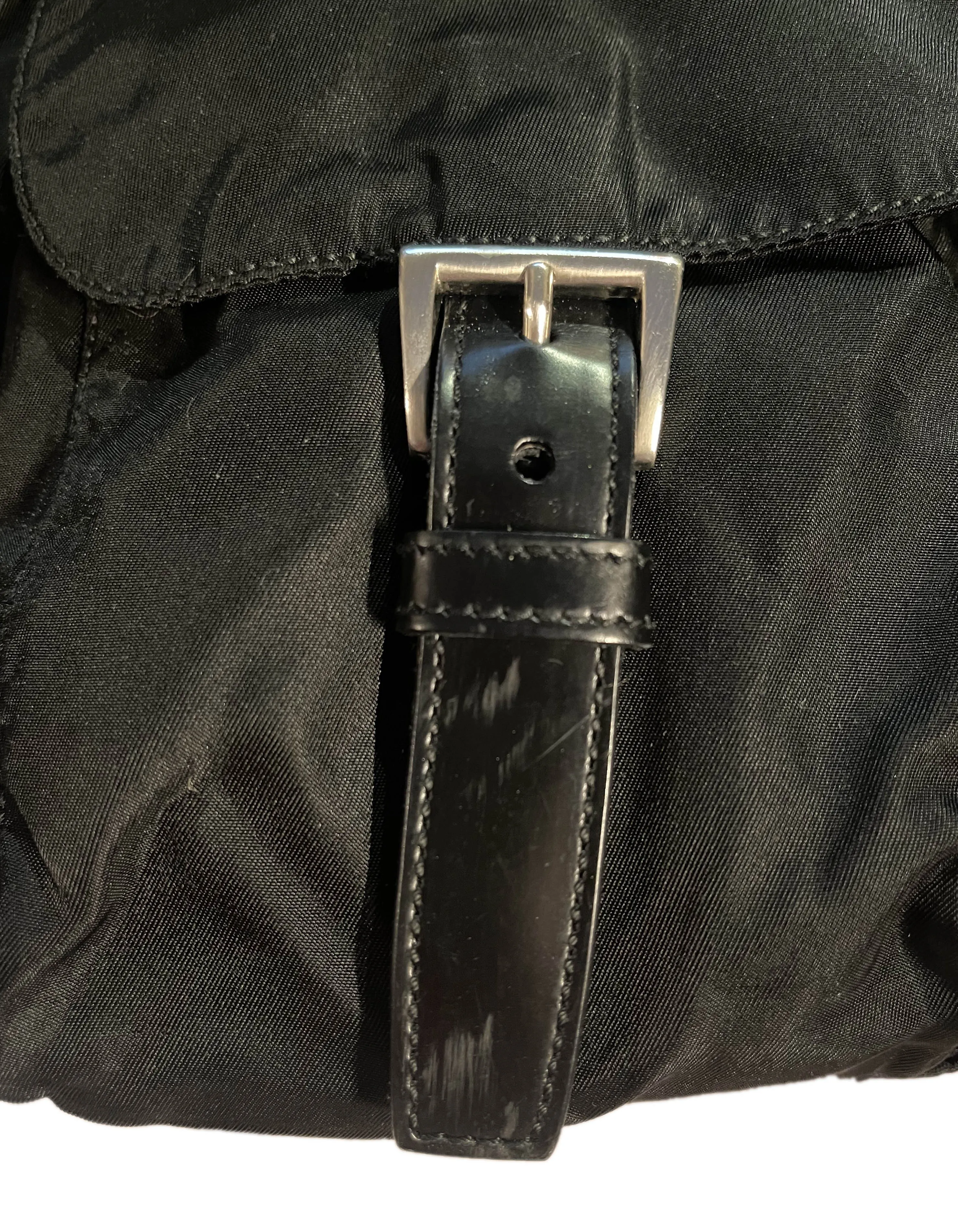 Prada Black Nylon Double Buckle Backpack Bag