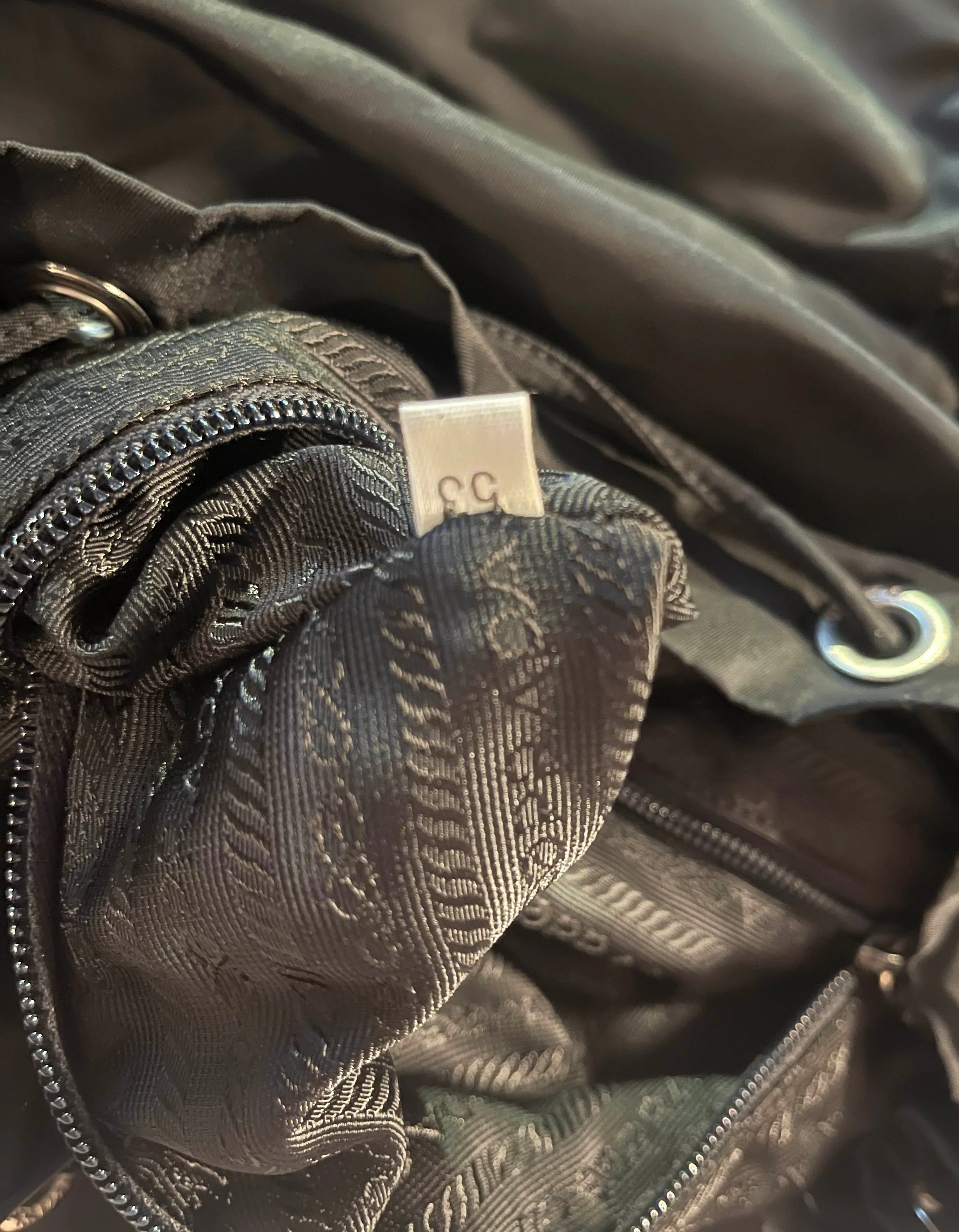 Prada Black Nylon Double Buckle Backpack Bag