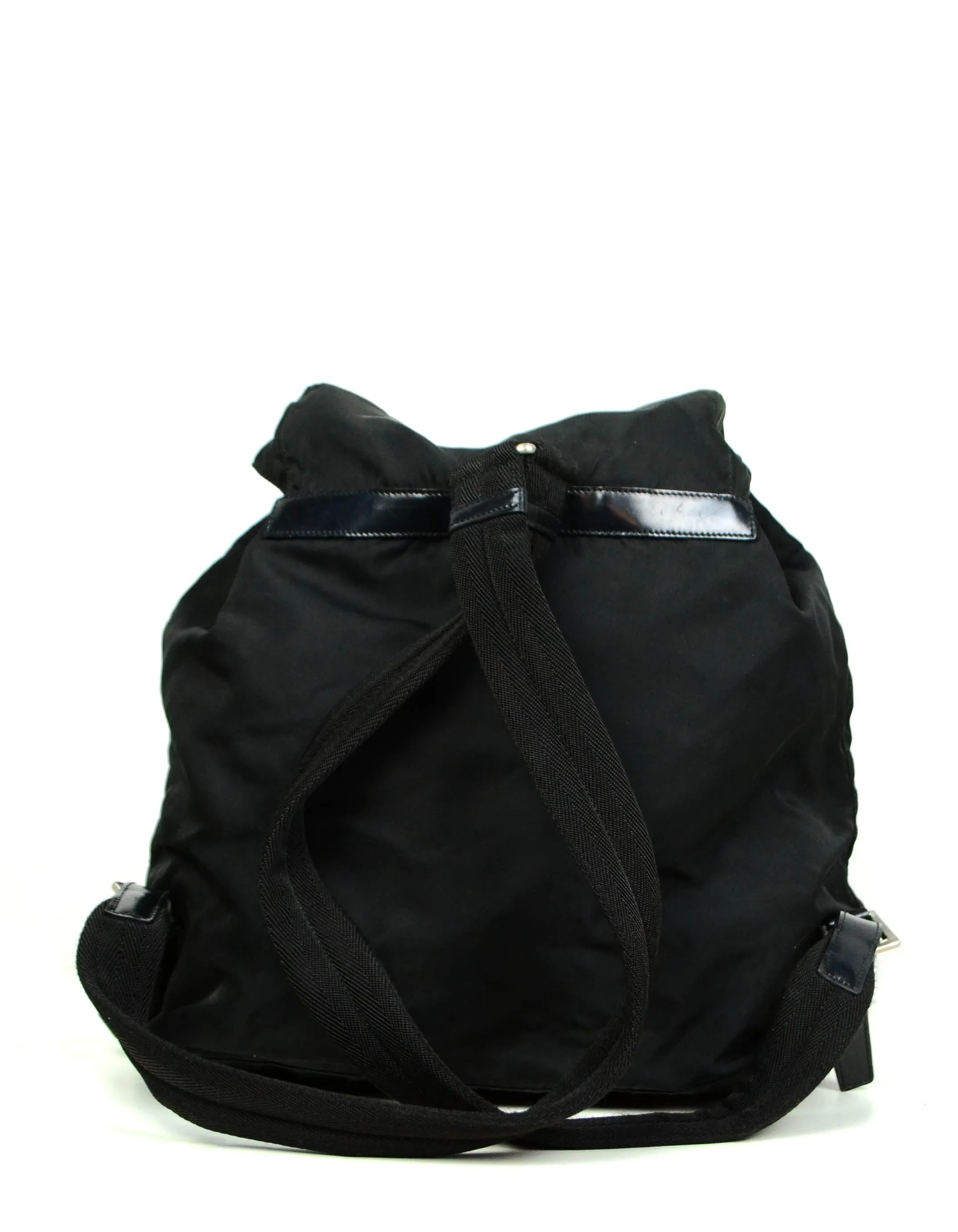 Prada Black Nylon Double Buckle Backpack Bag