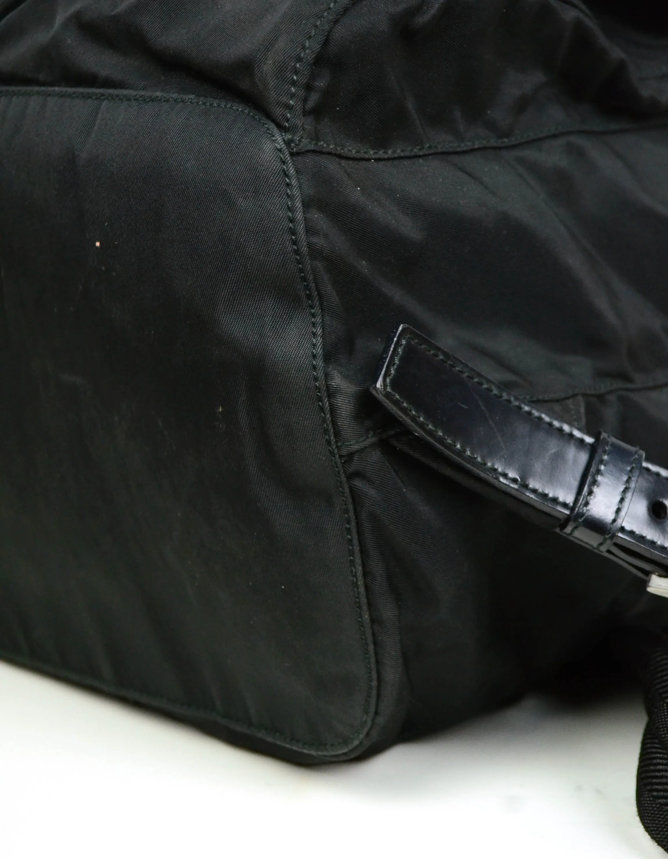 Prada Black Nylon Double Buckle Backpack Bag