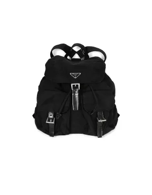 Prada Black Nylon Double Buckle Pocket Backpack Bag