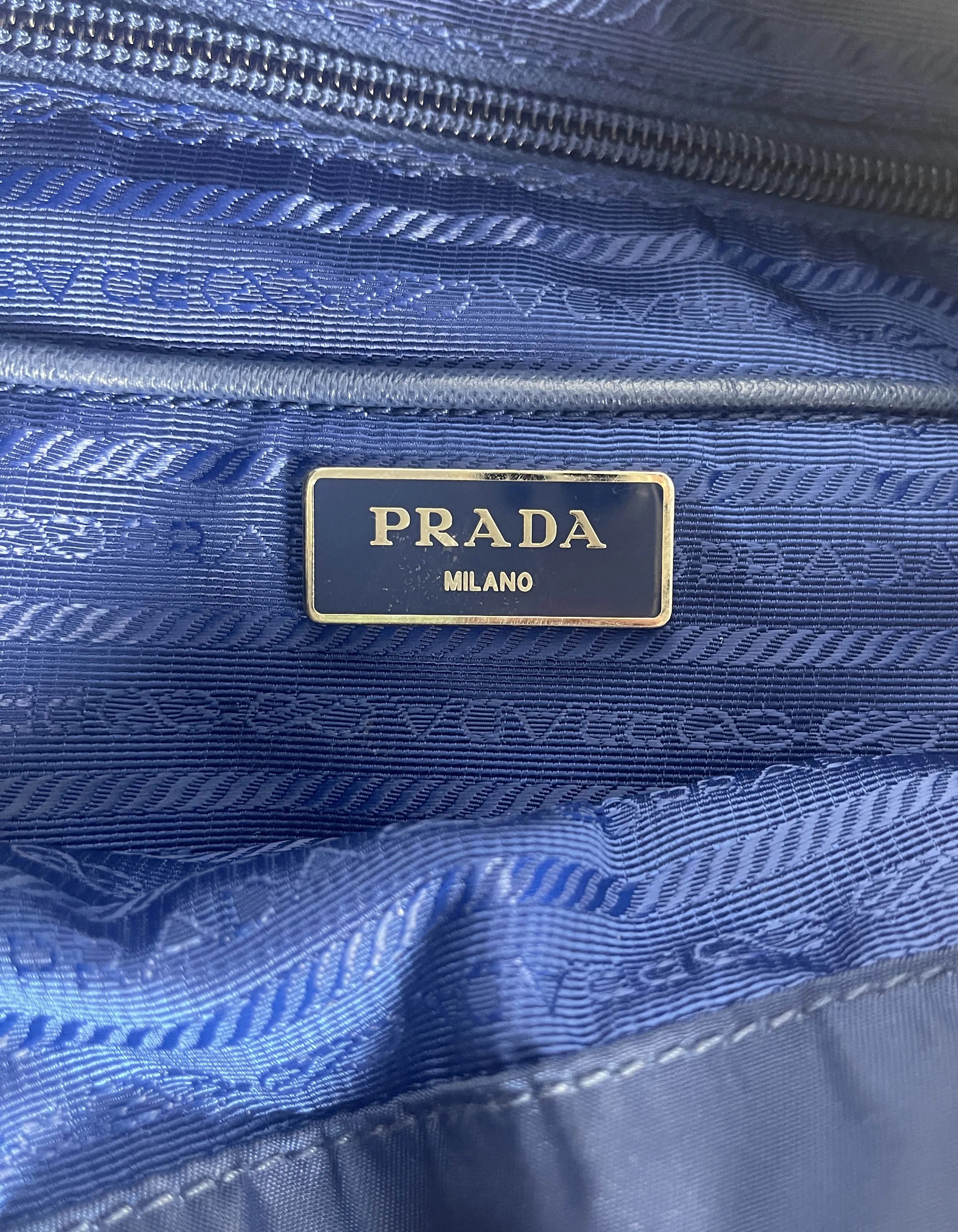Prada Navy Nylon Backpack Bag w/ Front Buckle Pockets