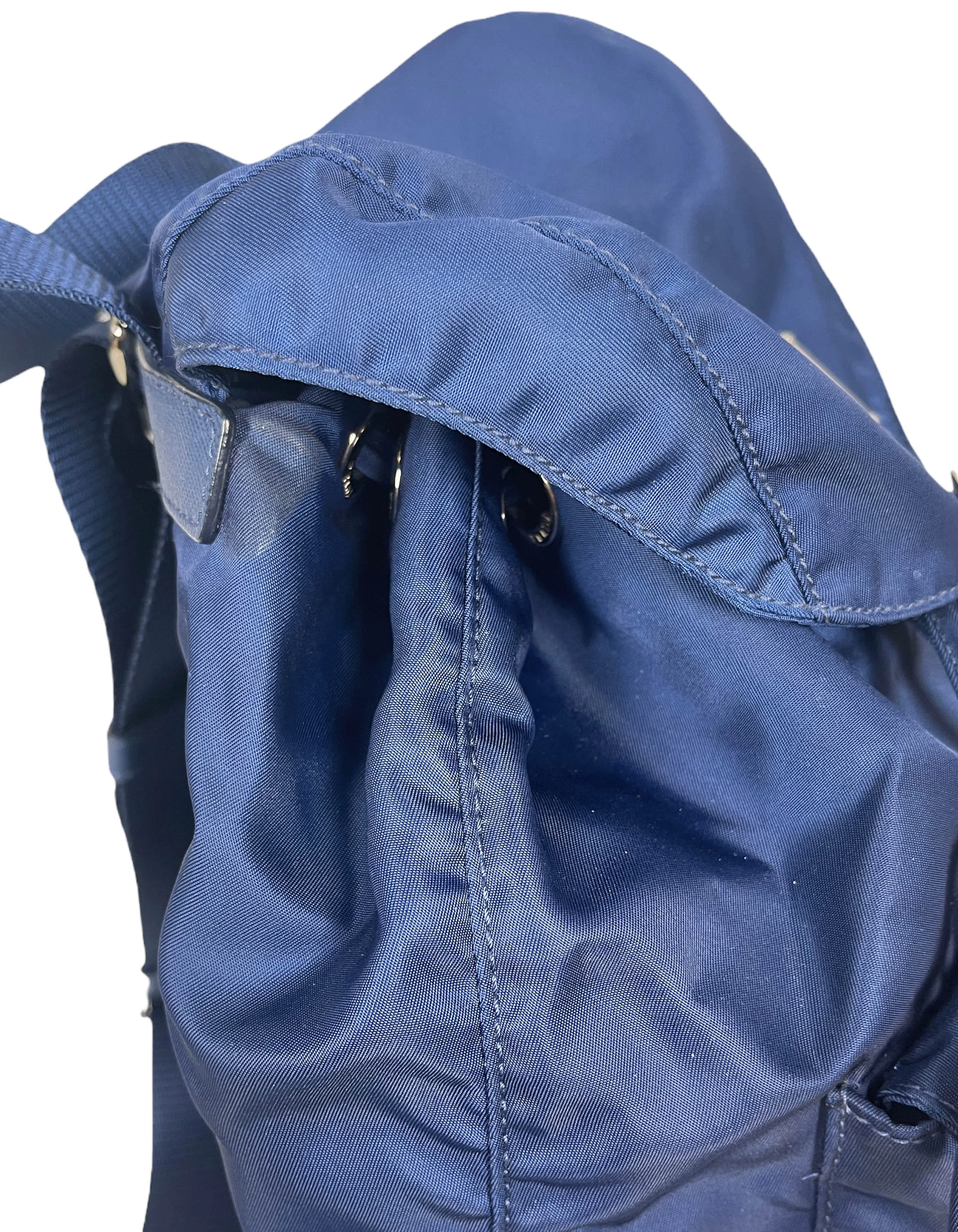 Prada Navy Nylon Backpack Bag w/ Front Buckle Pockets