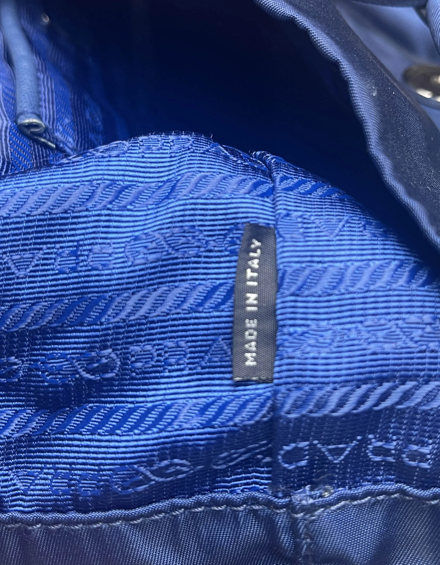 Prada Navy Nylon Backpack Bag w/ Front Buckle Pockets