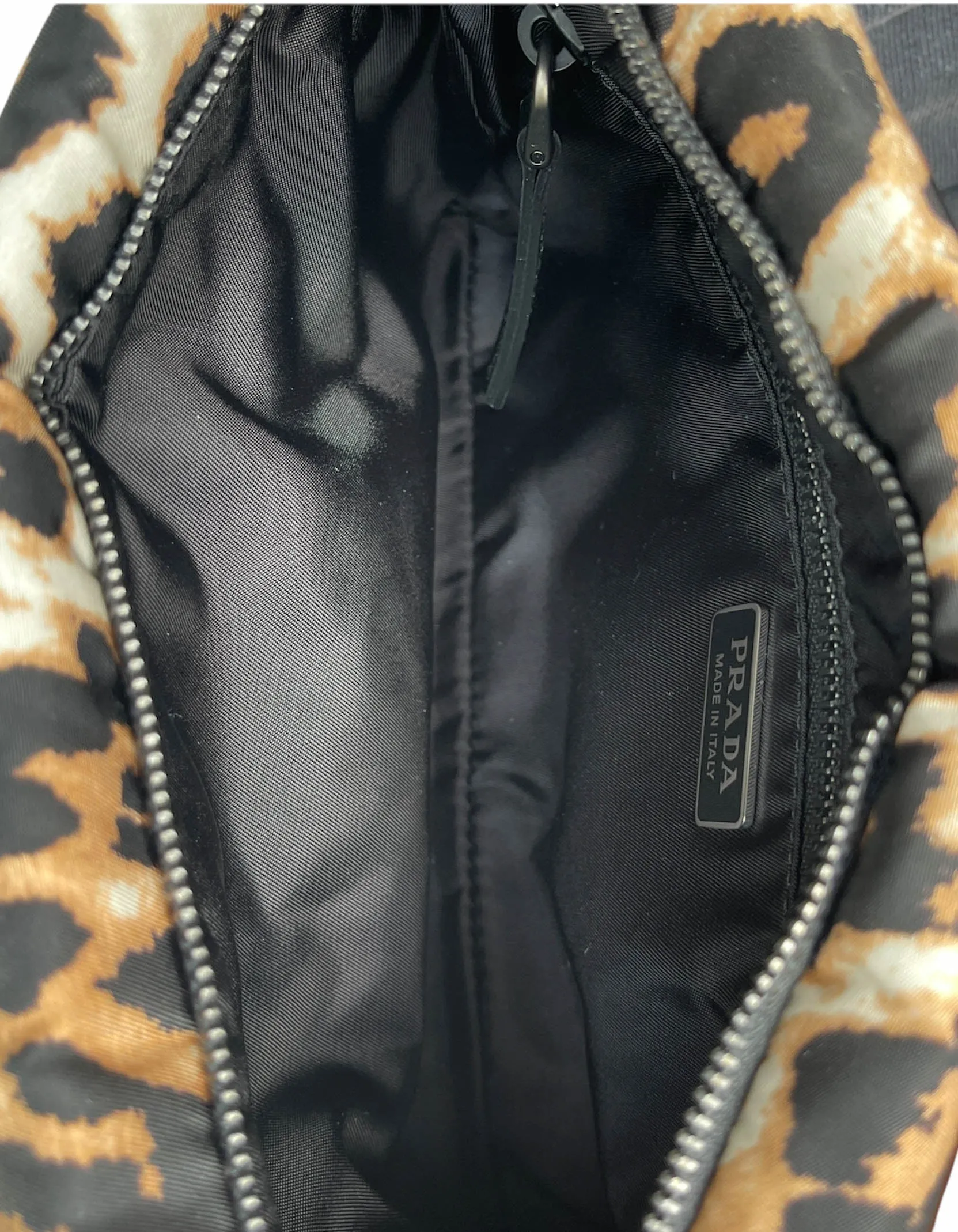 Prada NWT Leopard-Print Nylon Pouch/Crossbody Bag