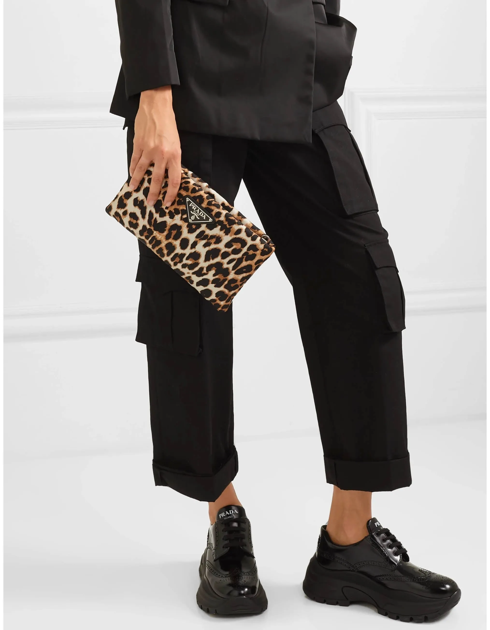 Prada NWT Leopard-Print Nylon Pouch/Crossbody Bag