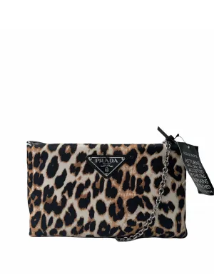 Prada NWT Leopard-Print Nylon Pouch/Crossbody Bag