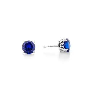 Promise Solitaire Stud 7mm - Sterling Silver   CZ Azure