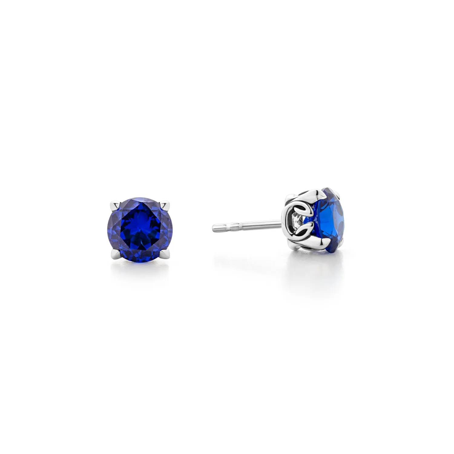Promise Solitaire Stud 7mm - Sterling Silver   CZ Azure