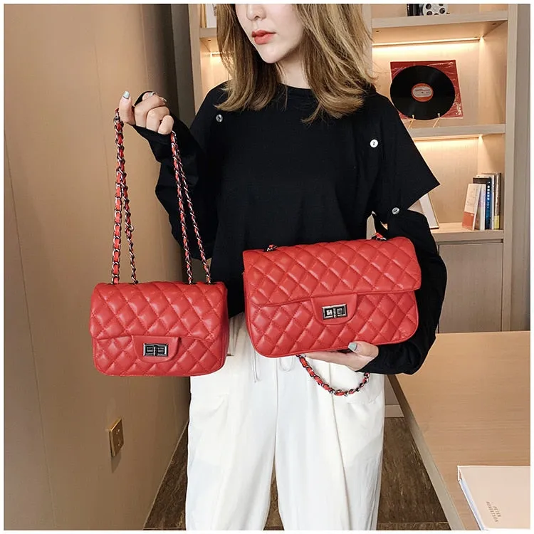 Pu Leather Lingge Women Shoulder Bag