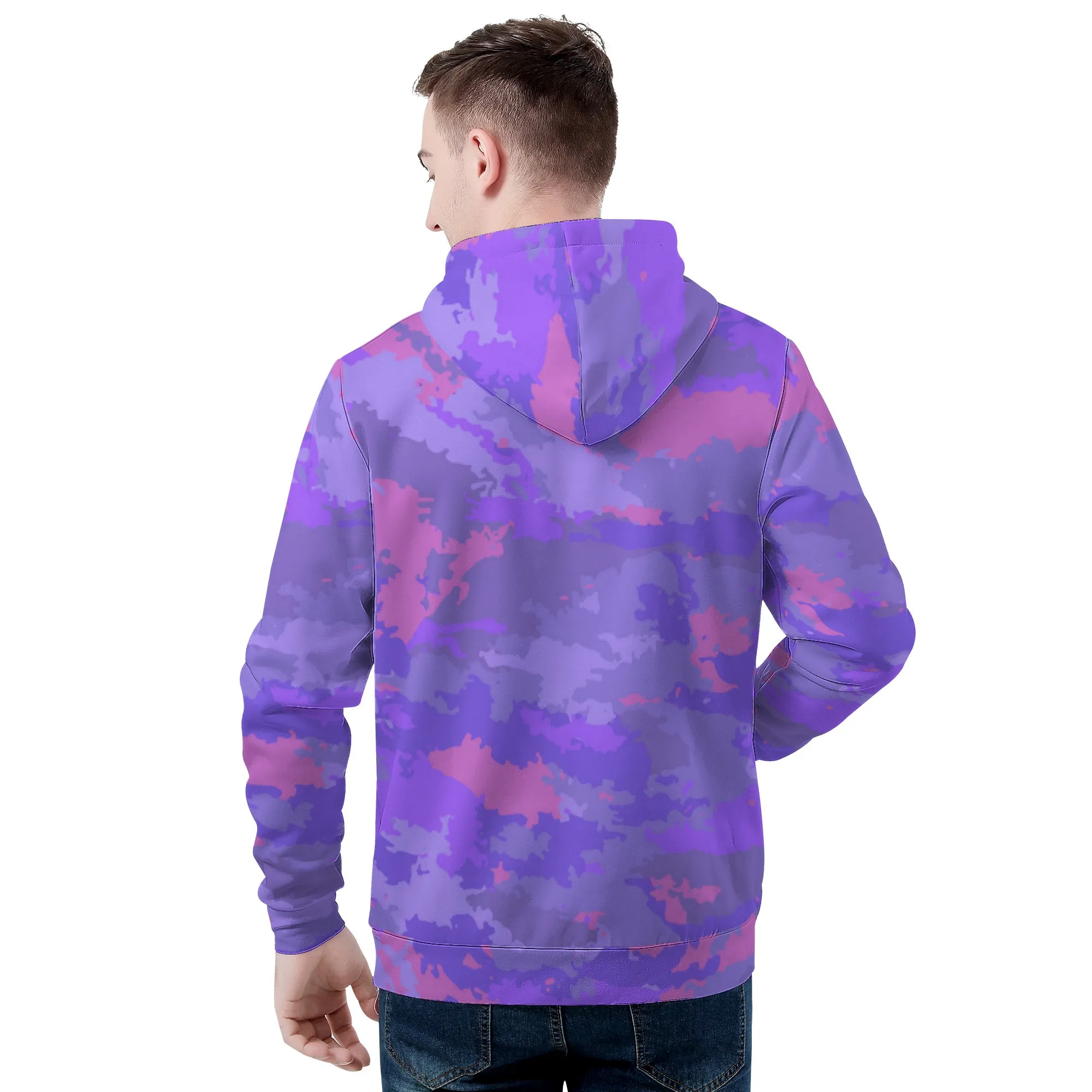 Purple Pink Pastel Camo Pattern Men's/Unisex Premium Pullover Adult Hoodie