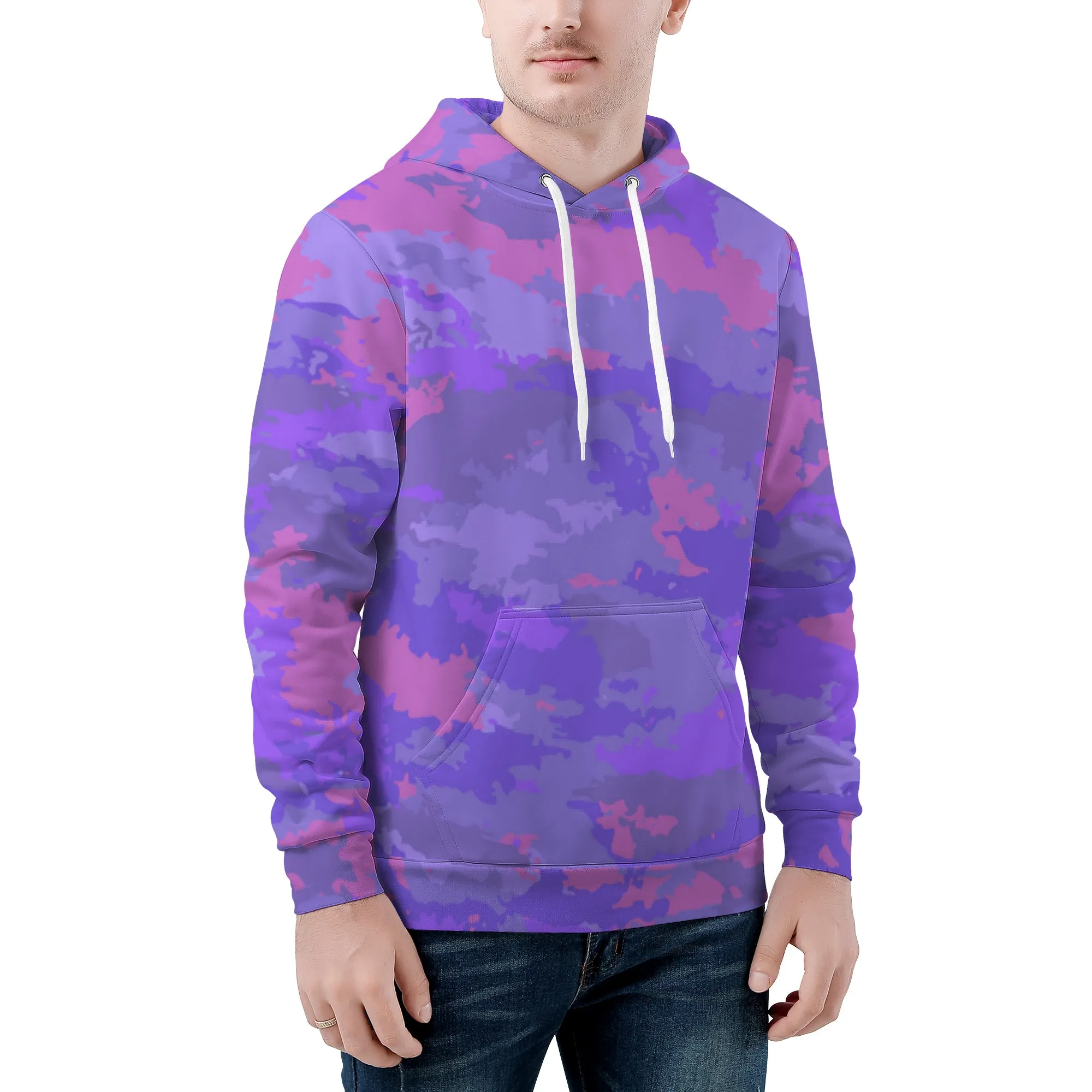 Purple Pink Pastel Camo Pattern Men's/Unisex Premium Pullover Adult Hoodie