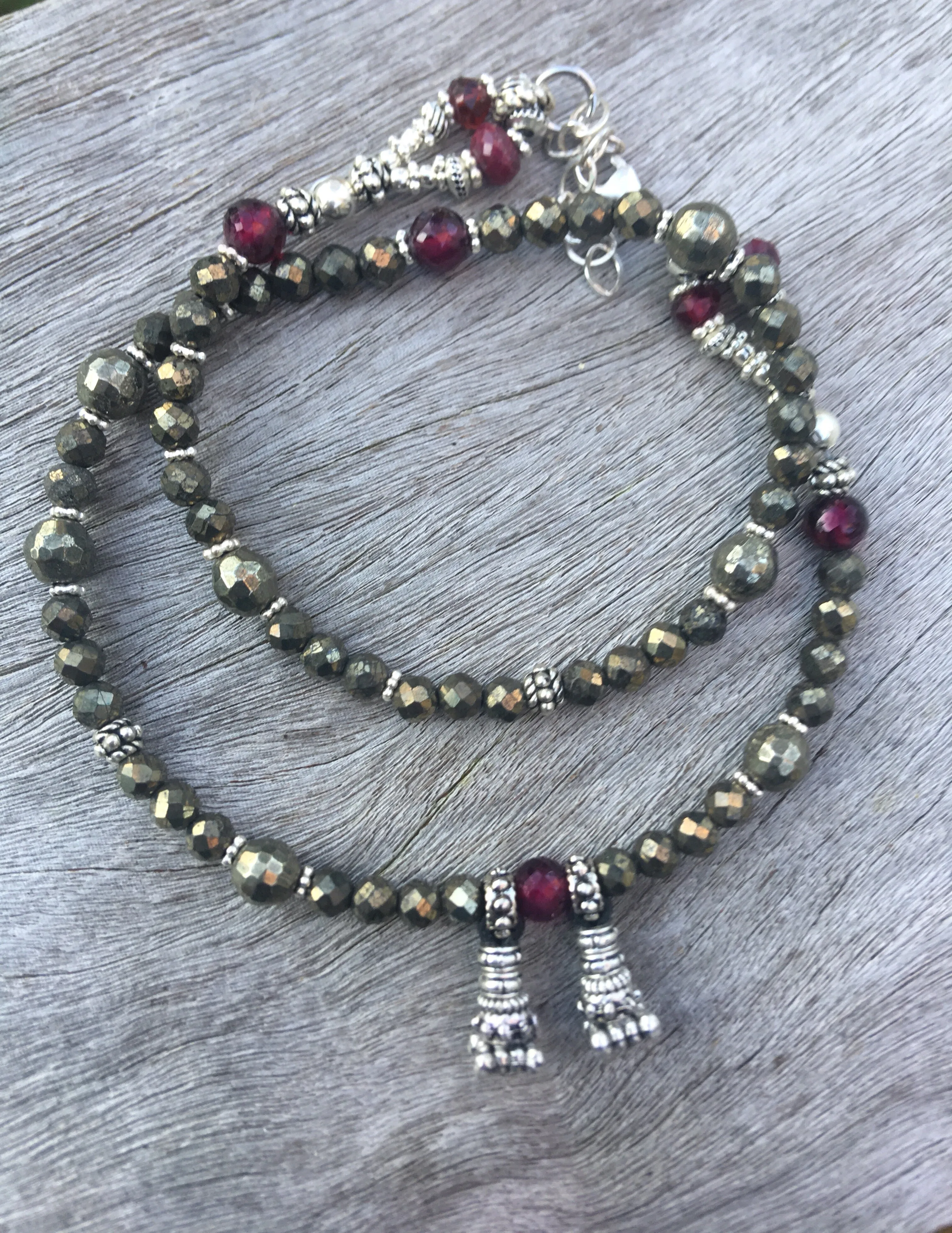 Pyrite and Garnet Love Wrap Bracelet