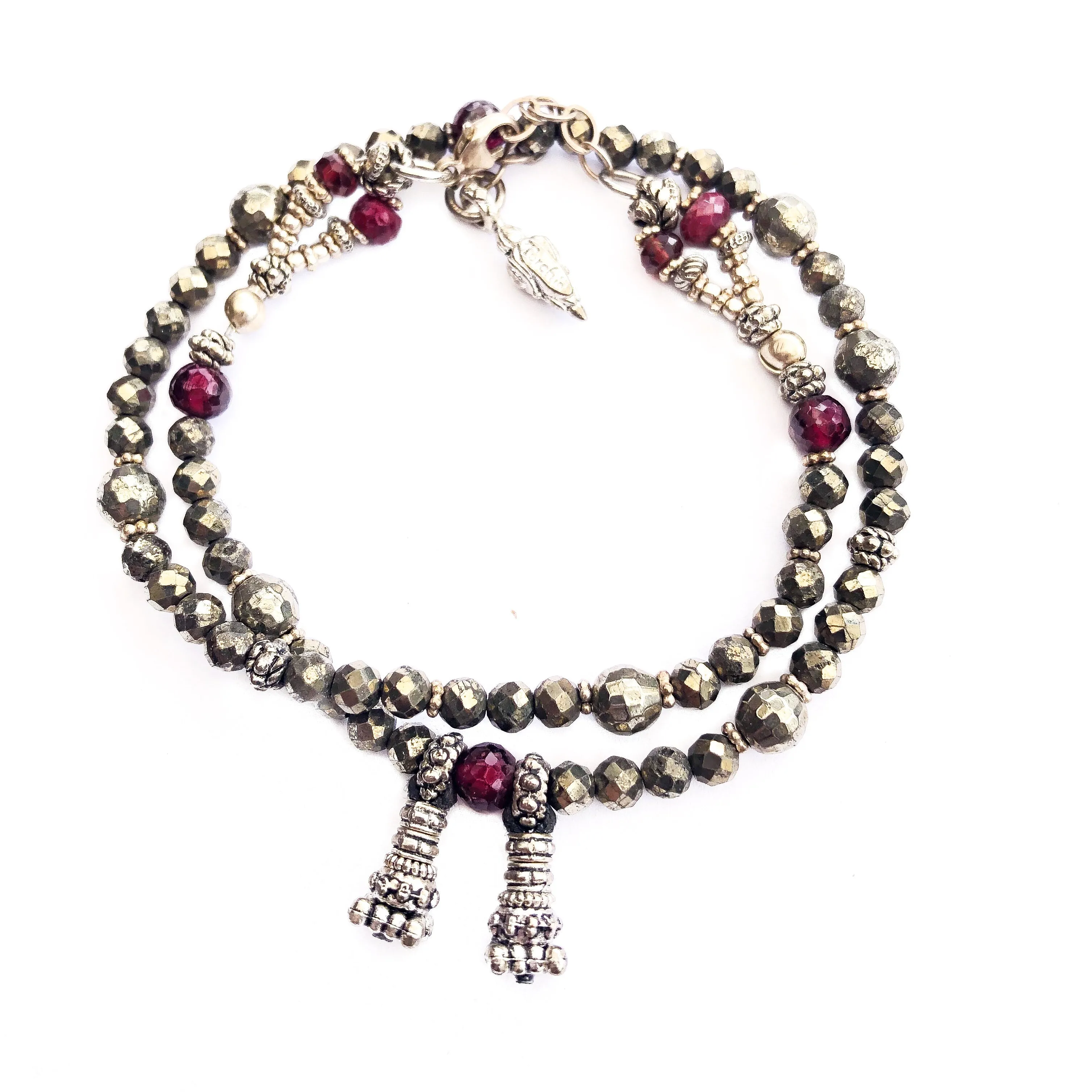 Pyrite and Garnet Love Wrap Bracelet