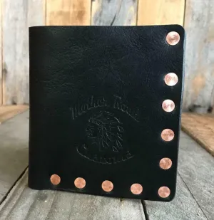 "Riveter" Men's Black Leather Bifold Wallet With Solid Copper Rivets
