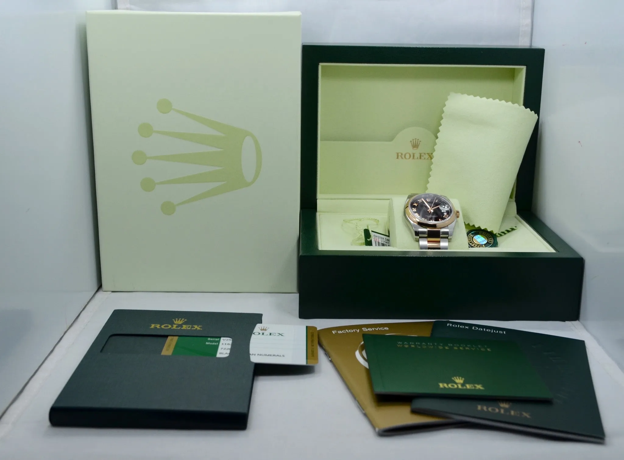 Rolex Datejust 116201 Two Tone Steel 18K Pink Gold Black Roman 36mm Automatic Watch
