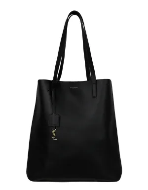Saint Laurent Black Calfskin Medium Shopping Tote Bag