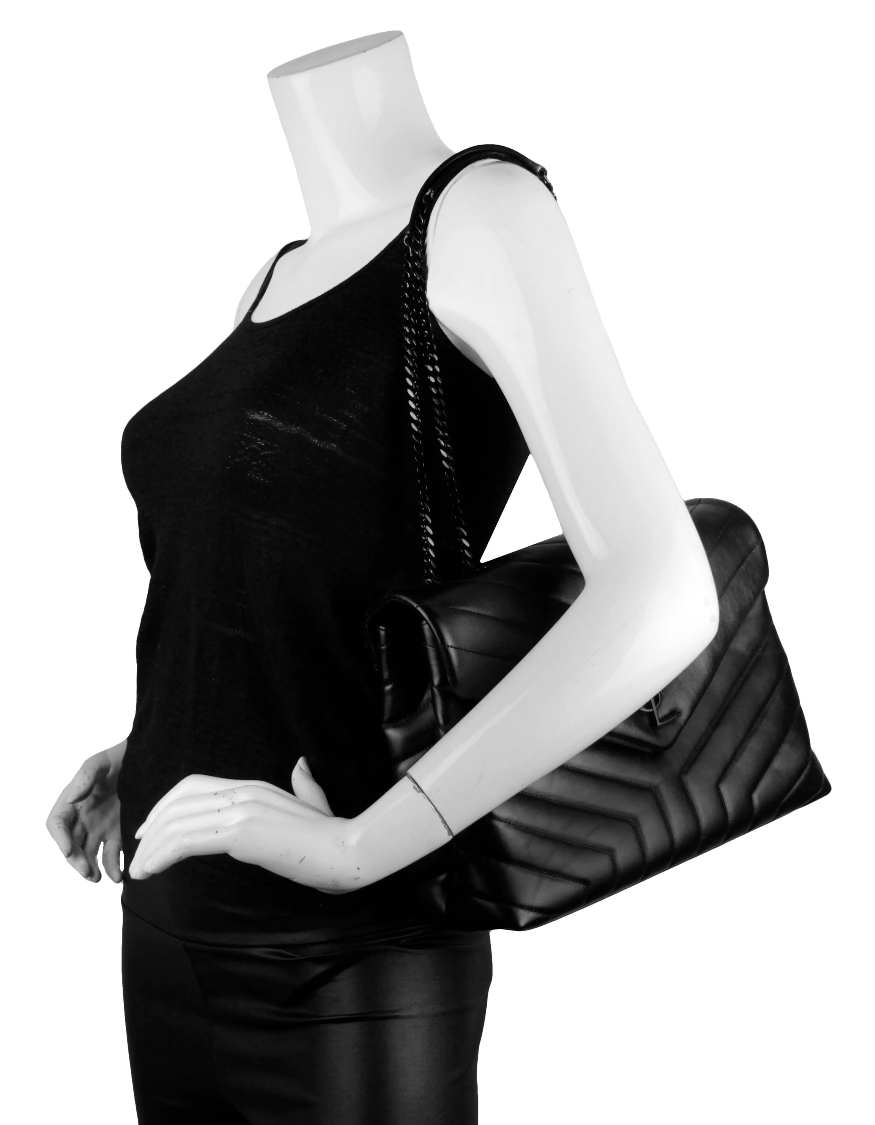 Saint Laurent Black Calfskin Y Medium Loulou Chain Shoulder Bag