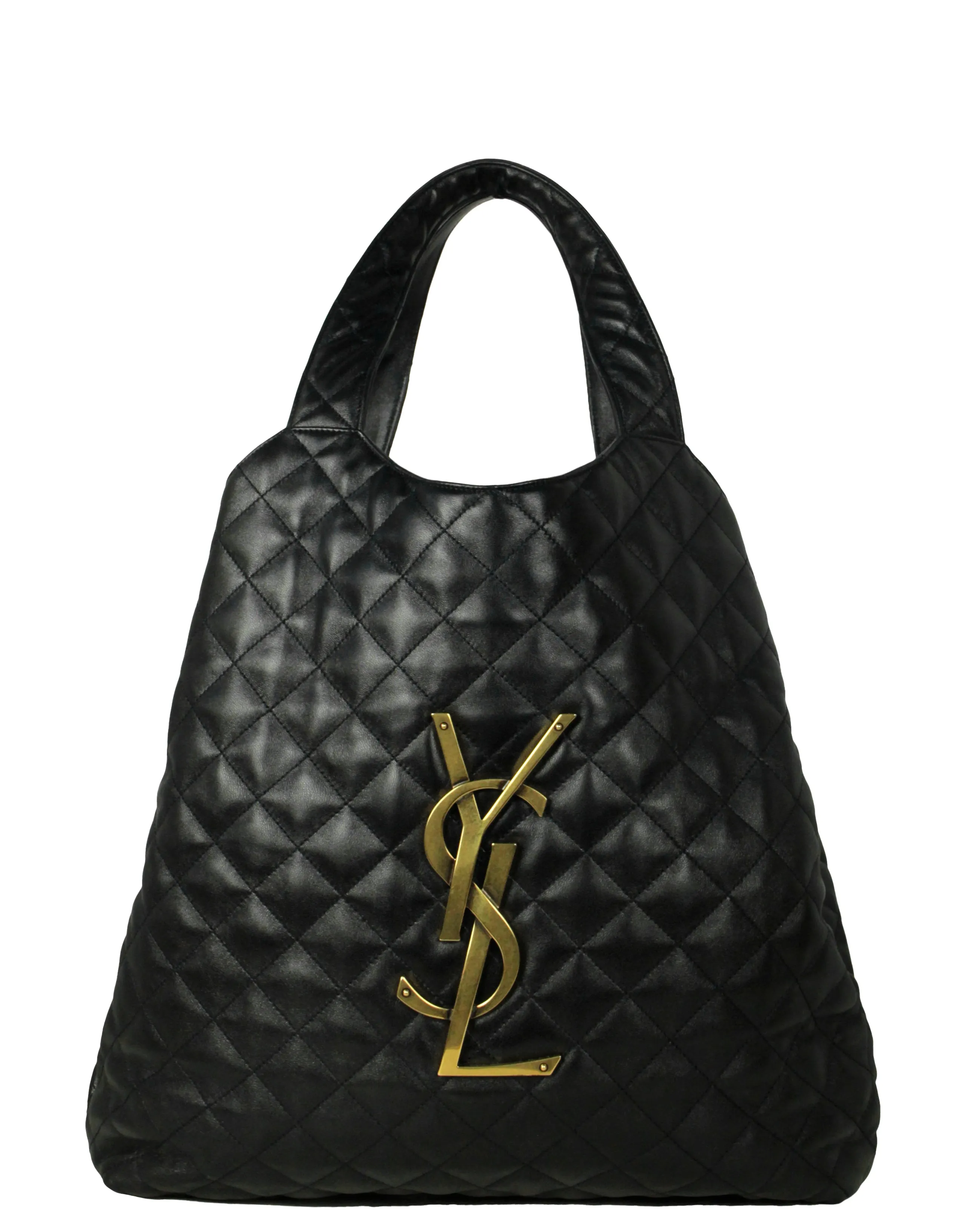 Saint Laurent Black Quilted Leather Icare Maxi Shopping Tote Bag