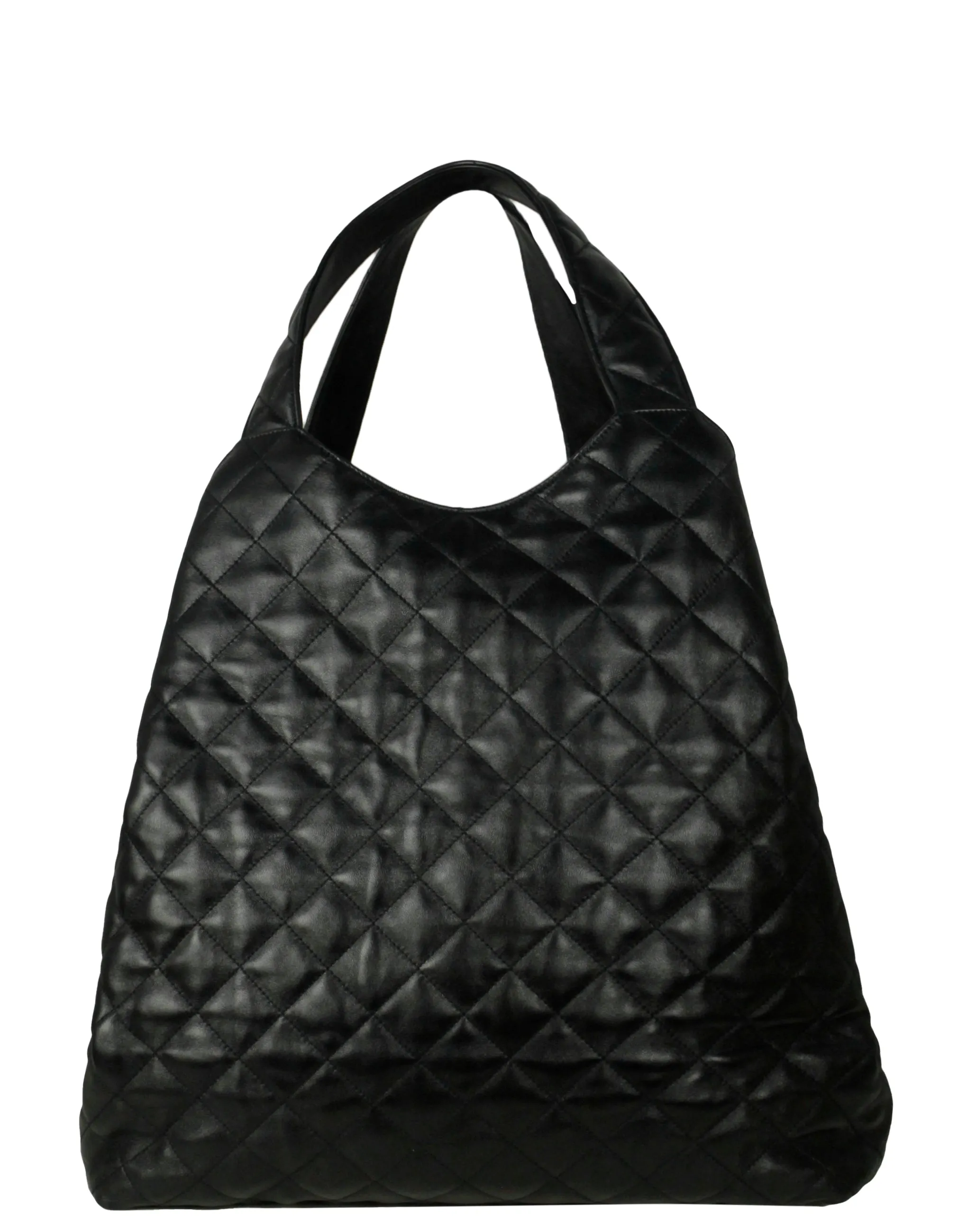 Saint Laurent Black Quilted Leather Icare Maxi Shopping Tote Bag