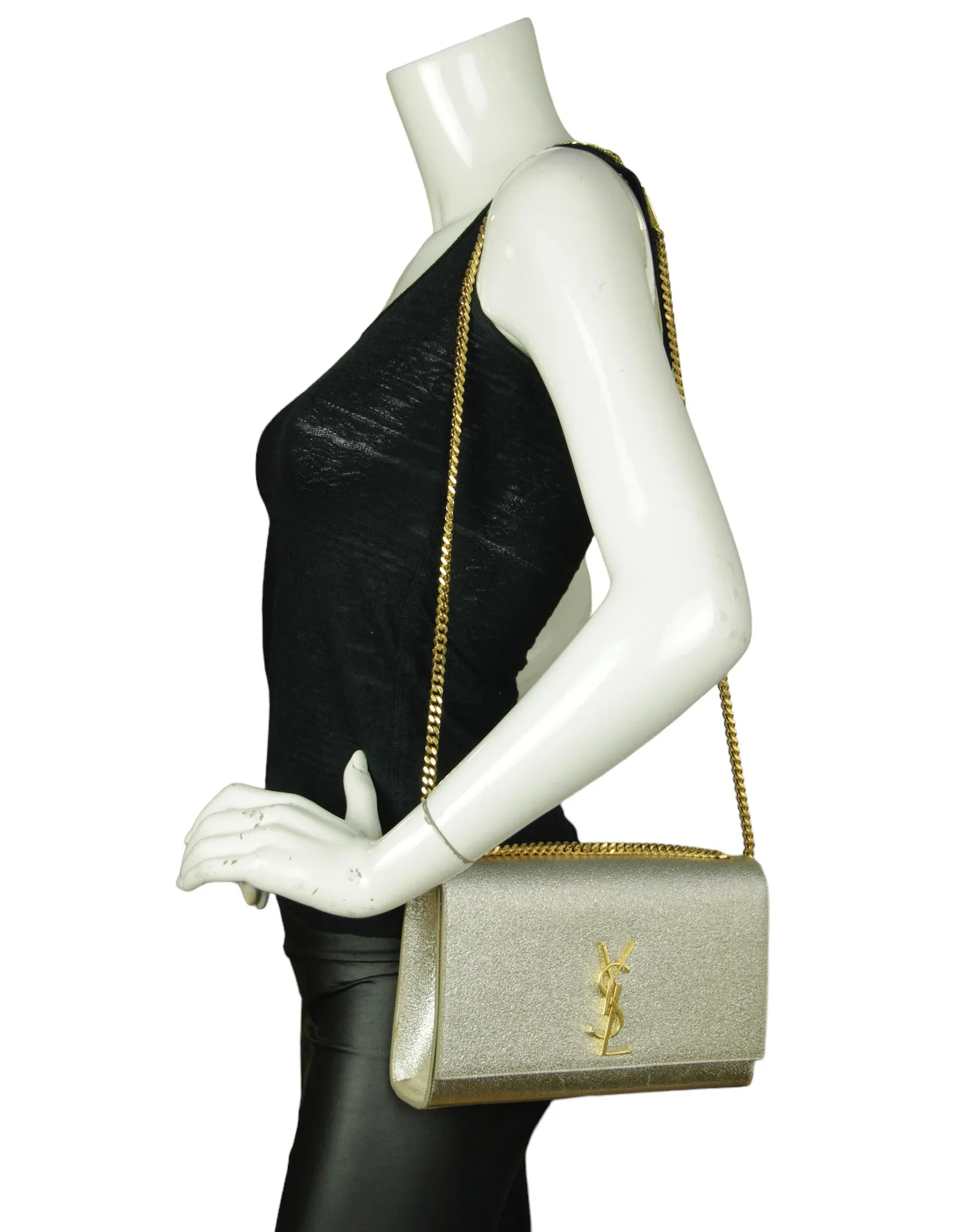 Saint Laurent Light Gold Small Monogram Kate Crossbody