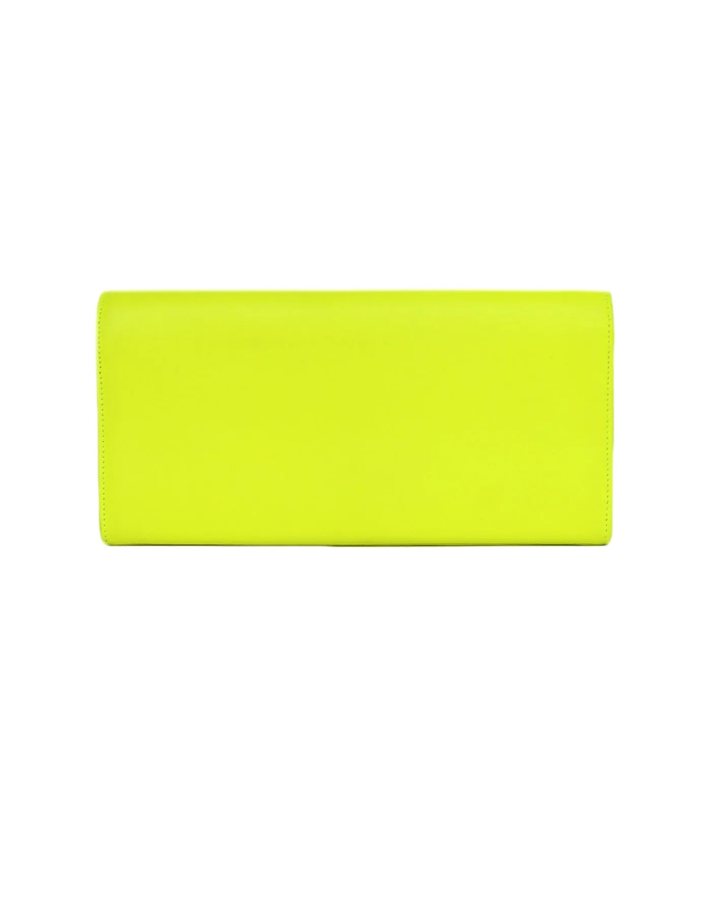 Saint Laurent Neon Yellow Smooth Leather Classic Monogram Cassandre Clutch Bag