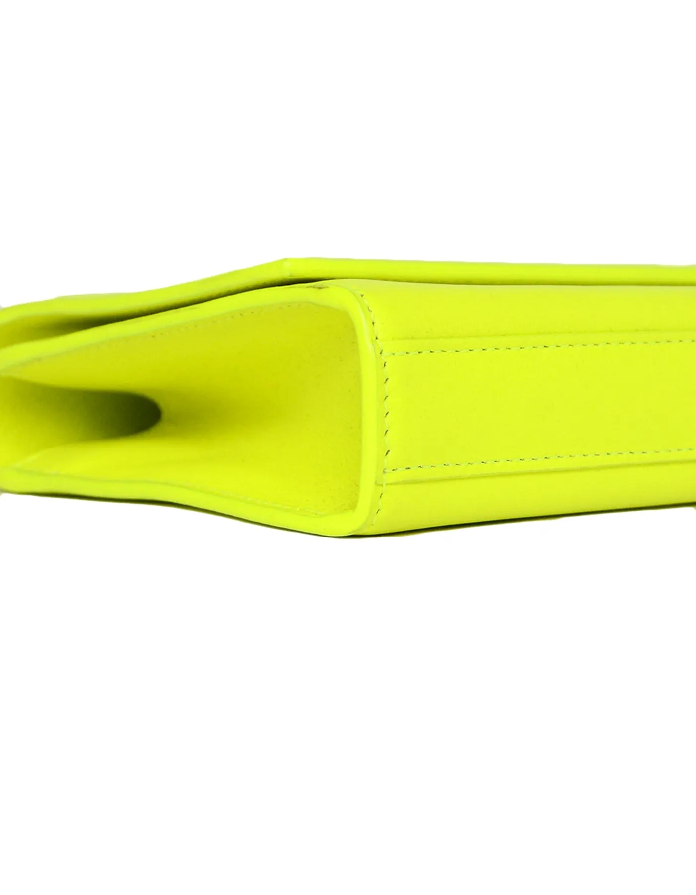 Saint Laurent Neon Yellow Smooth Leather Classic Monogram Cassandre Clutch Bag