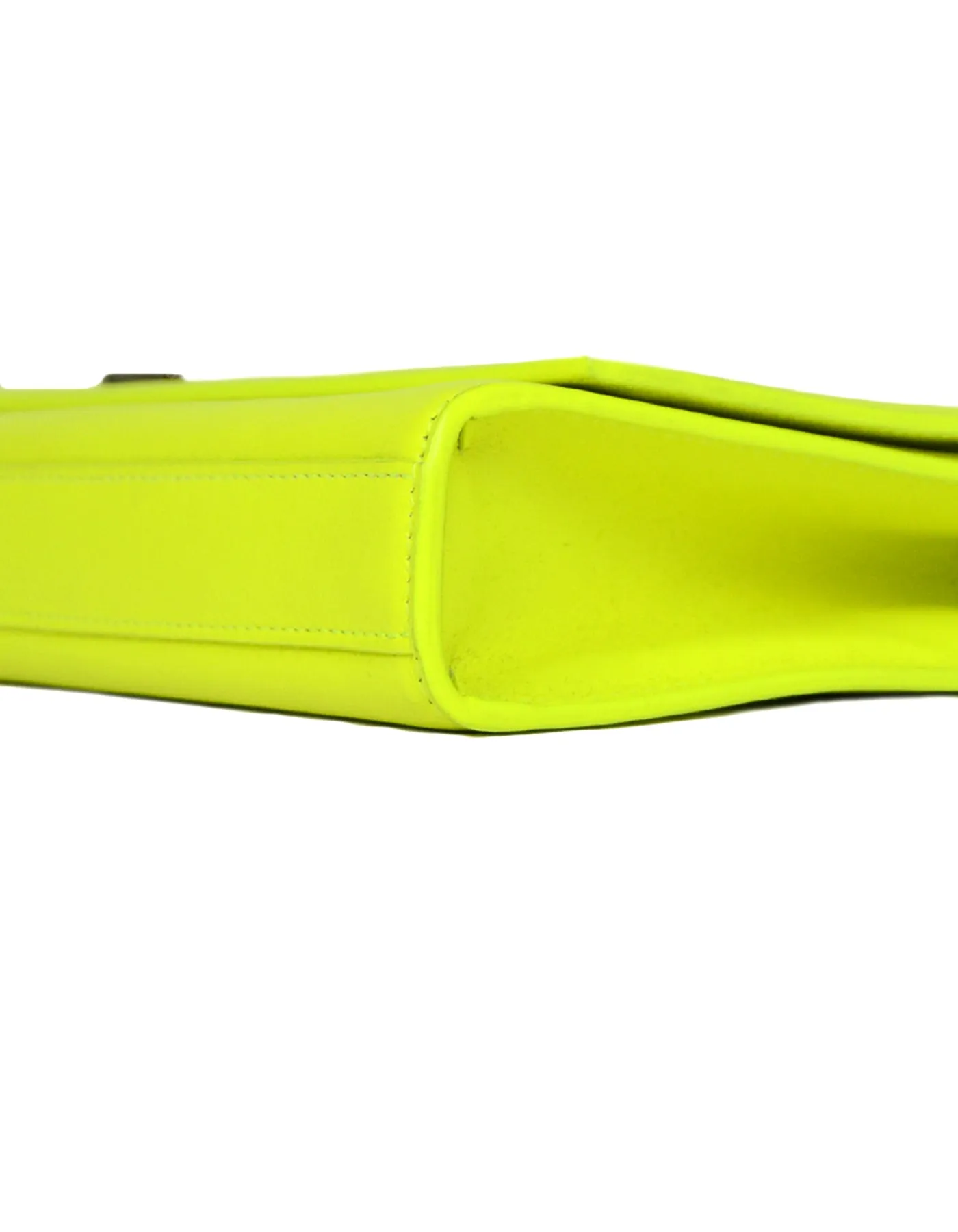 Saint Laurent Neon Yellow Smooth Leather Classic Monogram Cassandre Clutch Bag