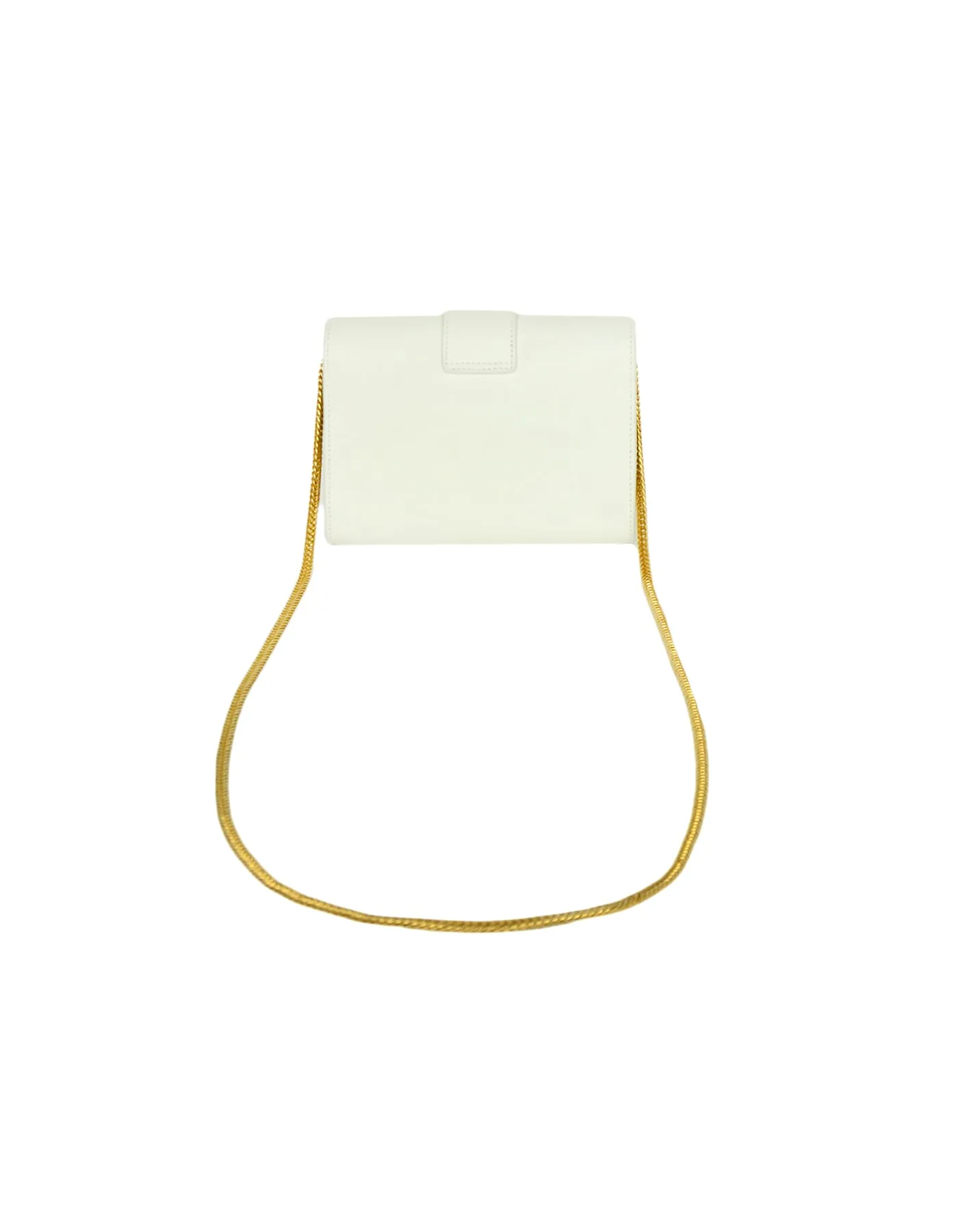 Saint Laurent White Leather Y-Ligne Mini Pochette Crossbody Bag