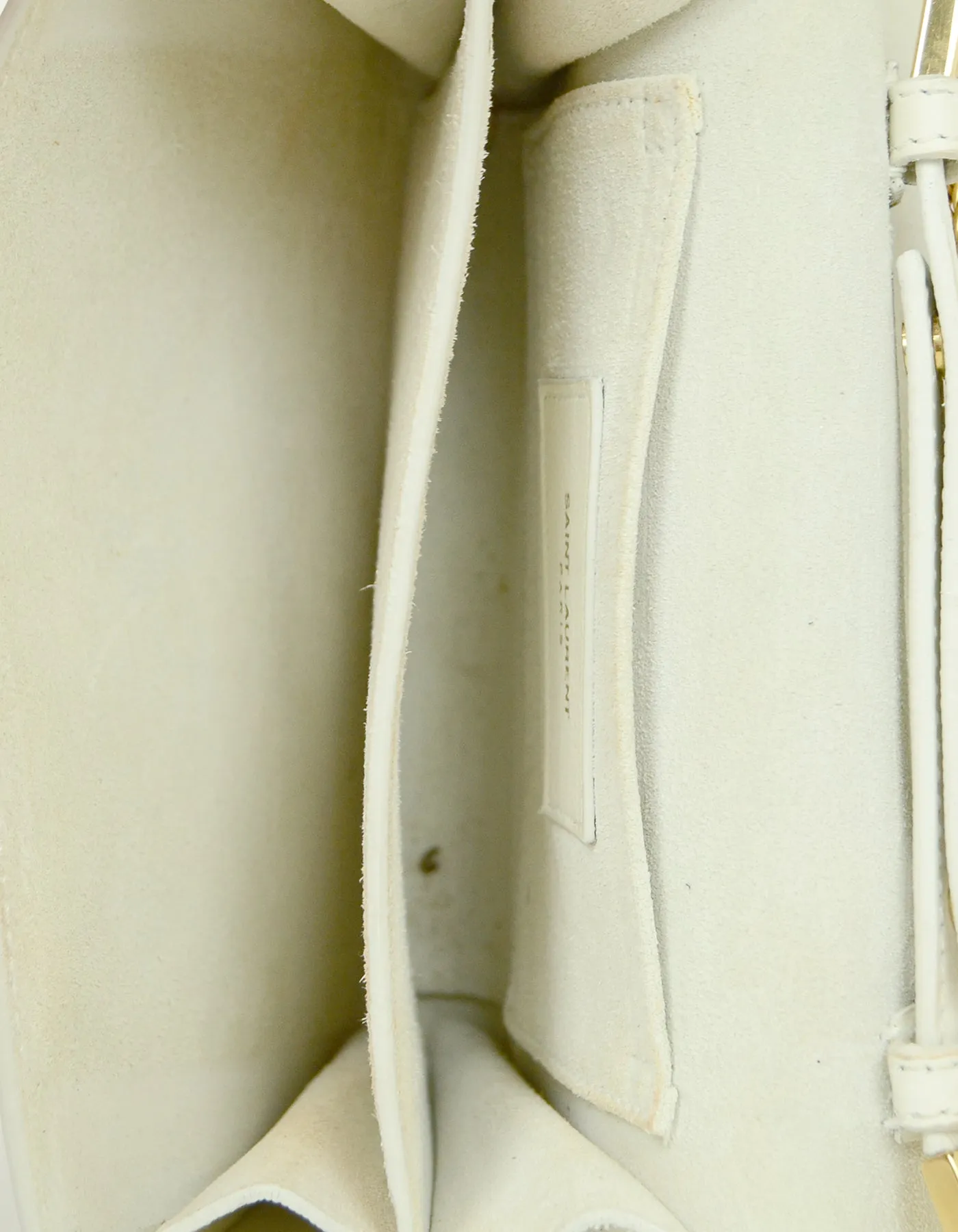 Saint Laurent White Leather Y-Ligne Mini Pochette Crossbody Bag