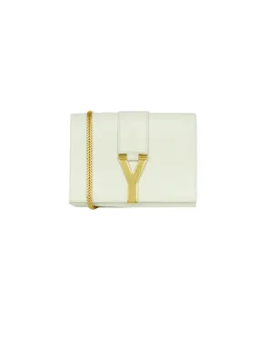 Saint Laurent White Leather Y-Ligne Mini Pochette Crossbody Bag