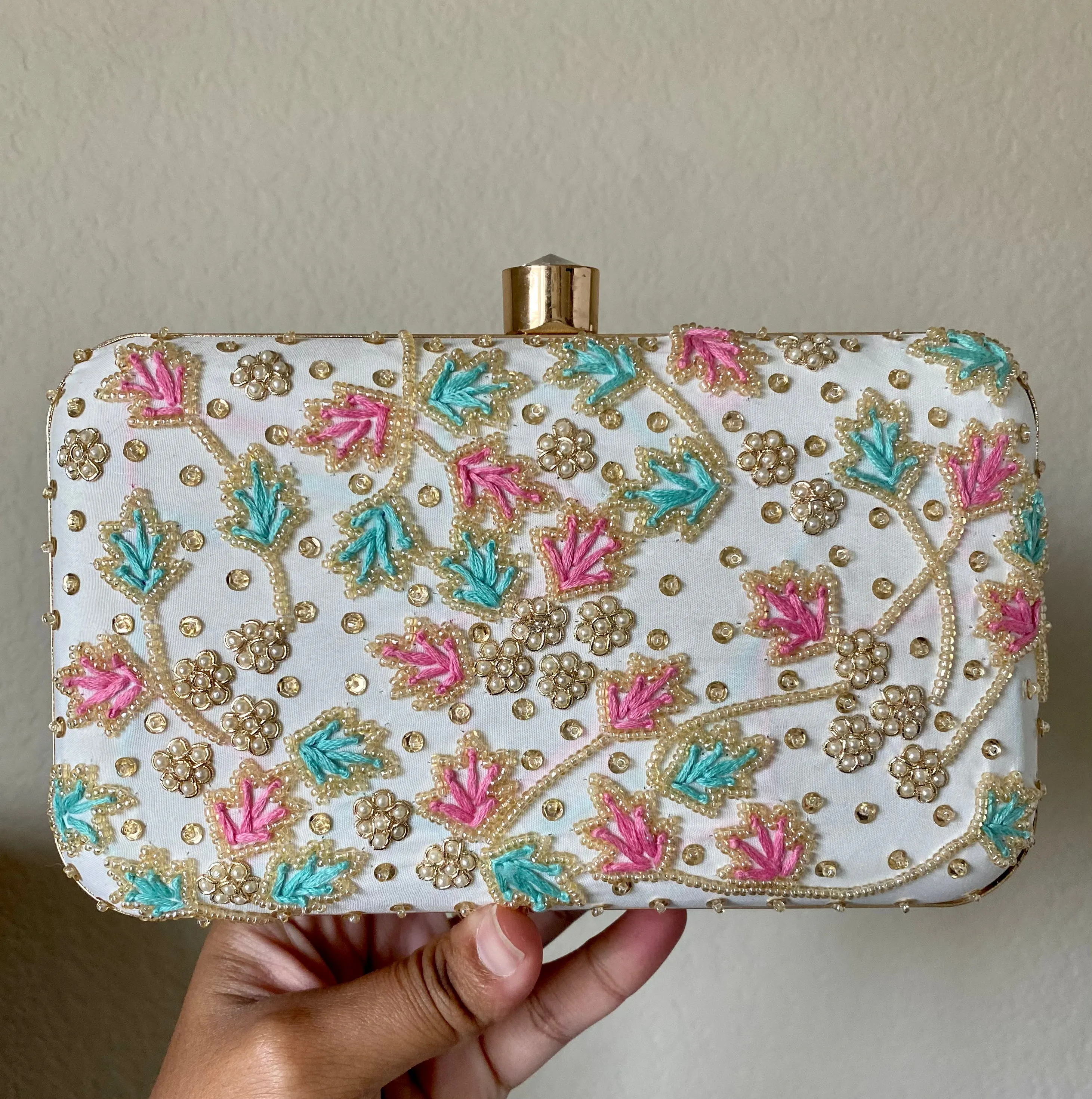 Sankeerthana Pastel Hand Embroidery Clutch