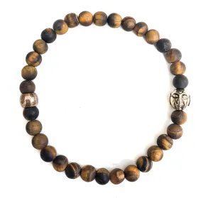Serene Tigers Eye & Gold Buddha Stretch Bracelet