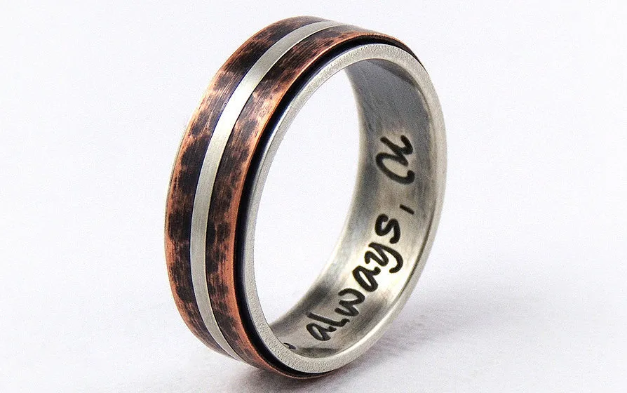 Silver copper wedding band ring
