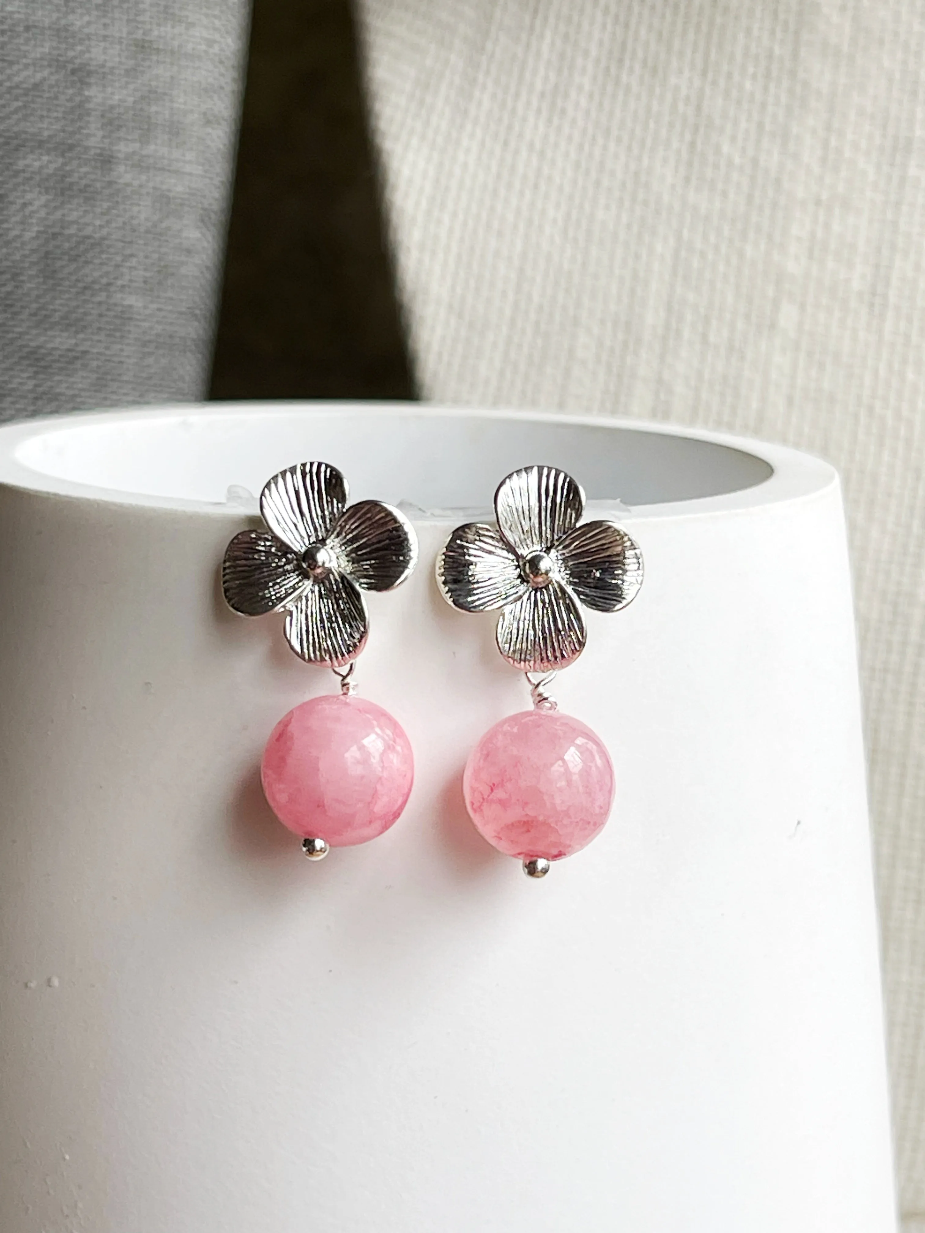 Silver Flower Spring Flower Earrings