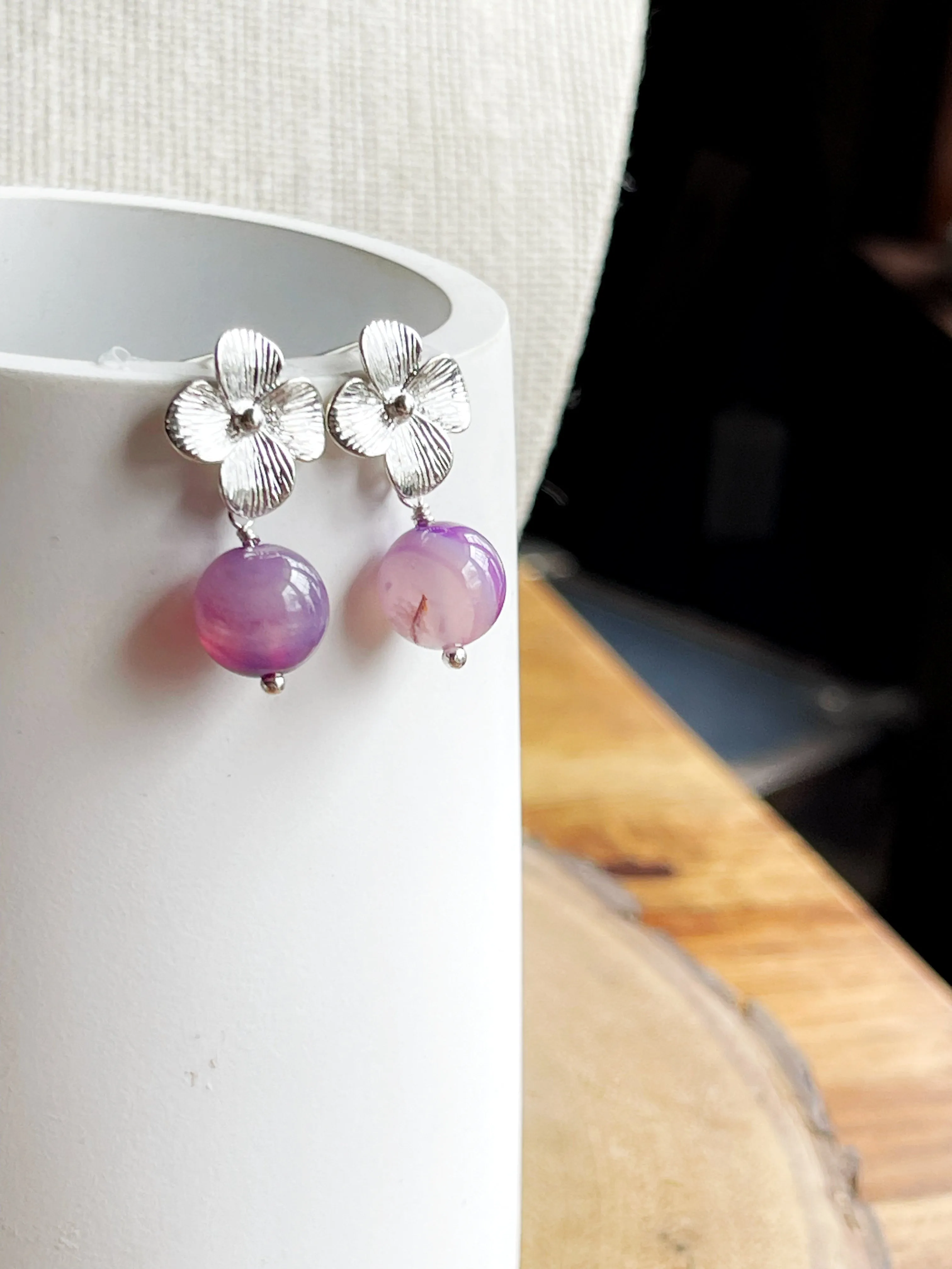 Silver Flower Spring Flower Earrings