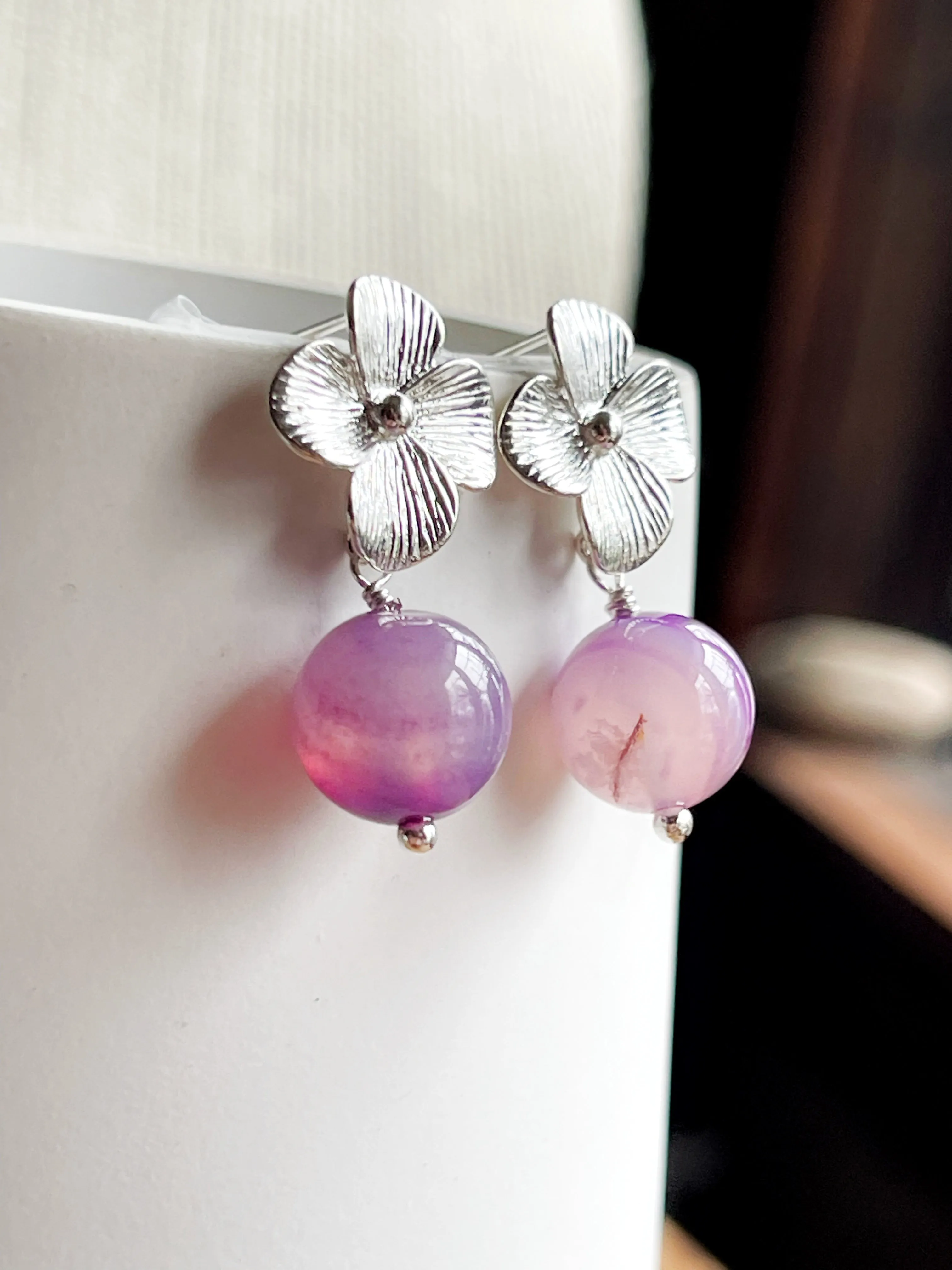 Silver Flower Spring Flower Earrings