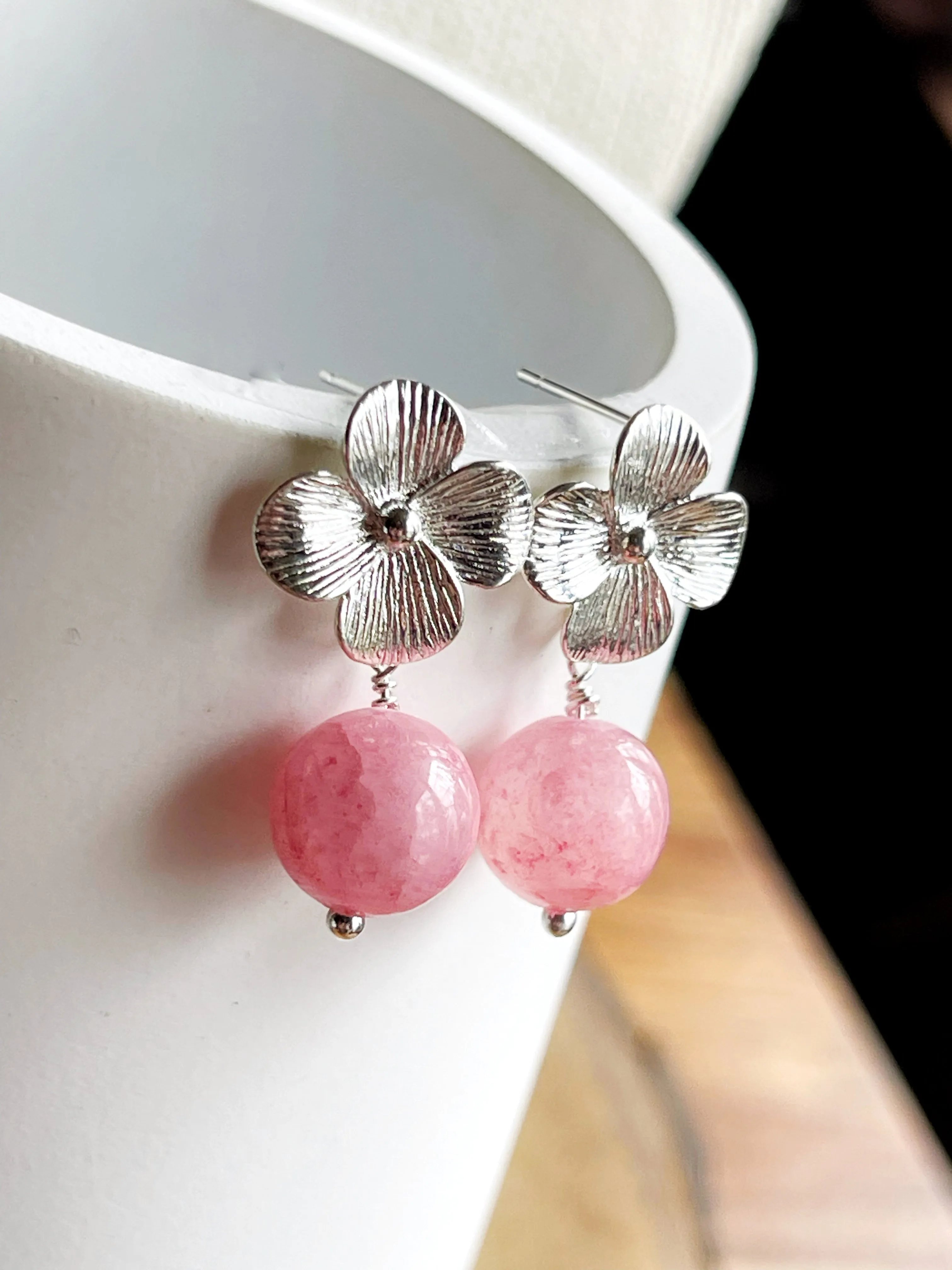 Silver Flower Spring Flower Earrings