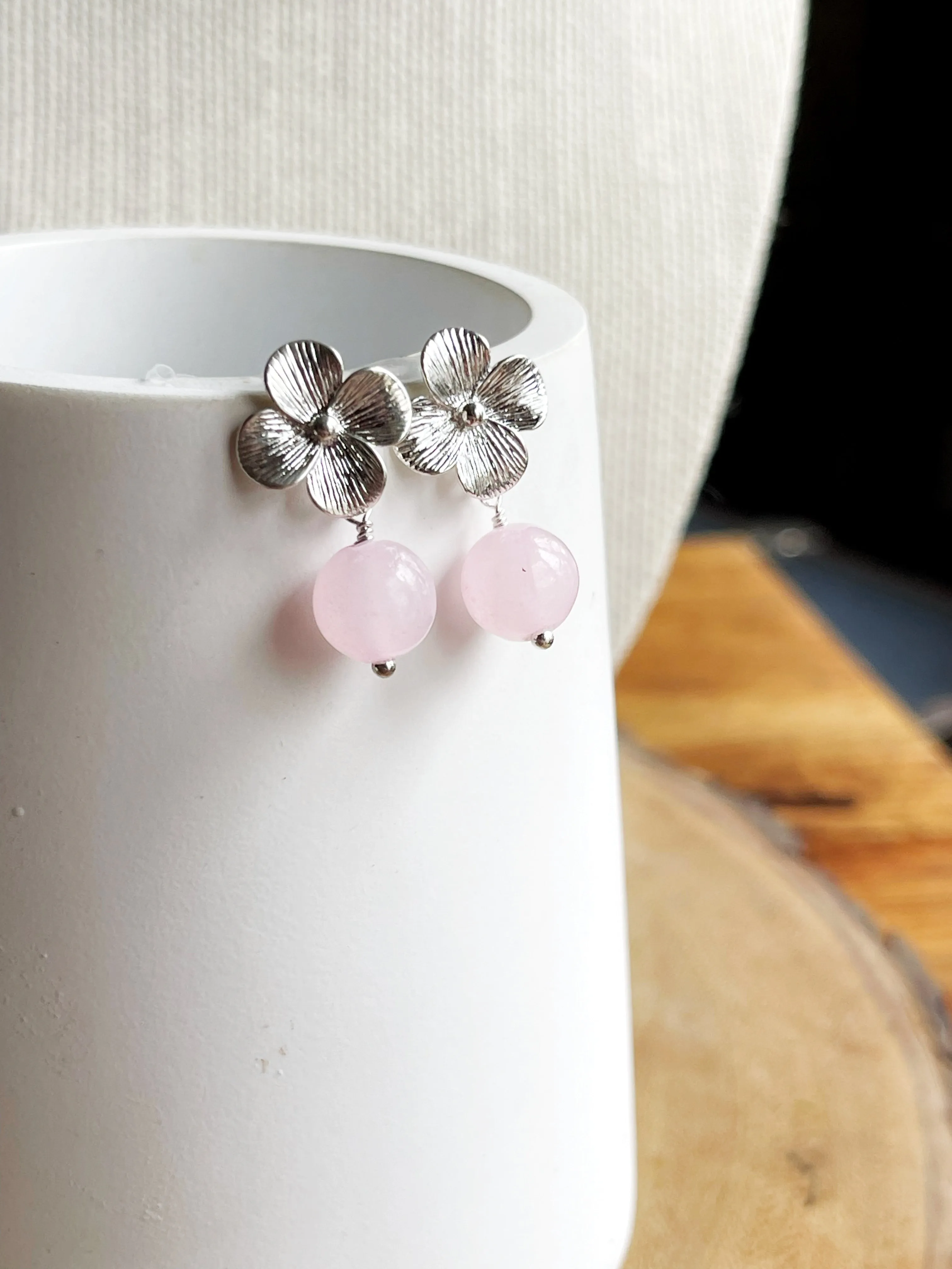 Silver Flower Spring Flower Earrings