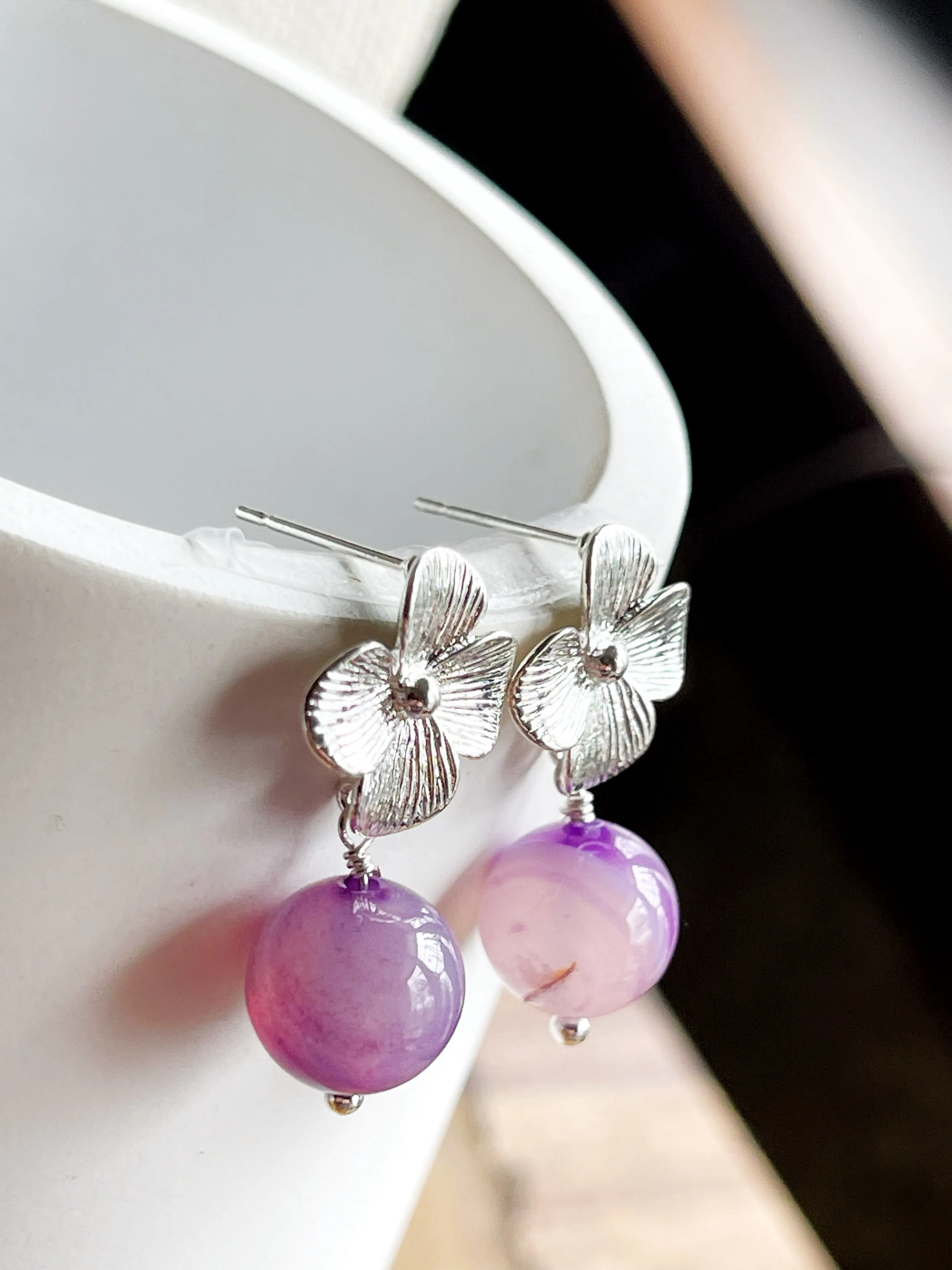 Silver Flower Spring Flower Earrings
