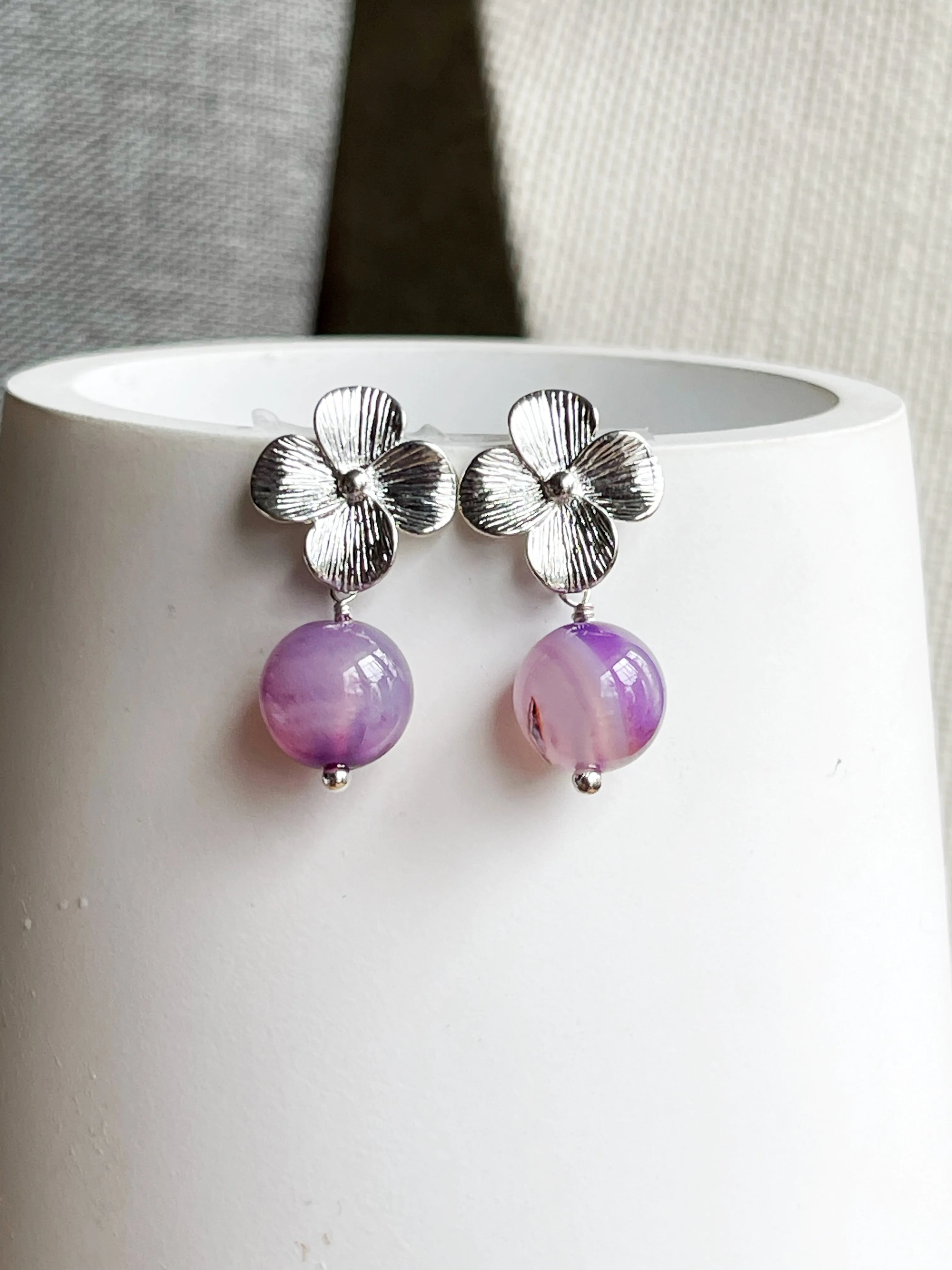 Silver Flower Spring Flower Earrings