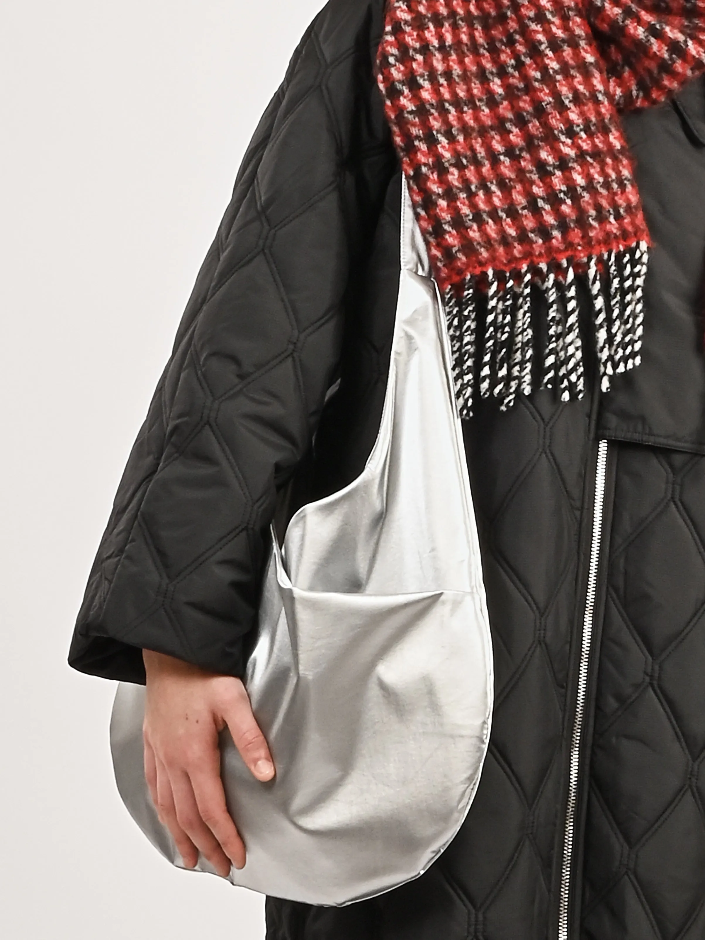 Silver Metallic Rainwear Hobo Crossbody