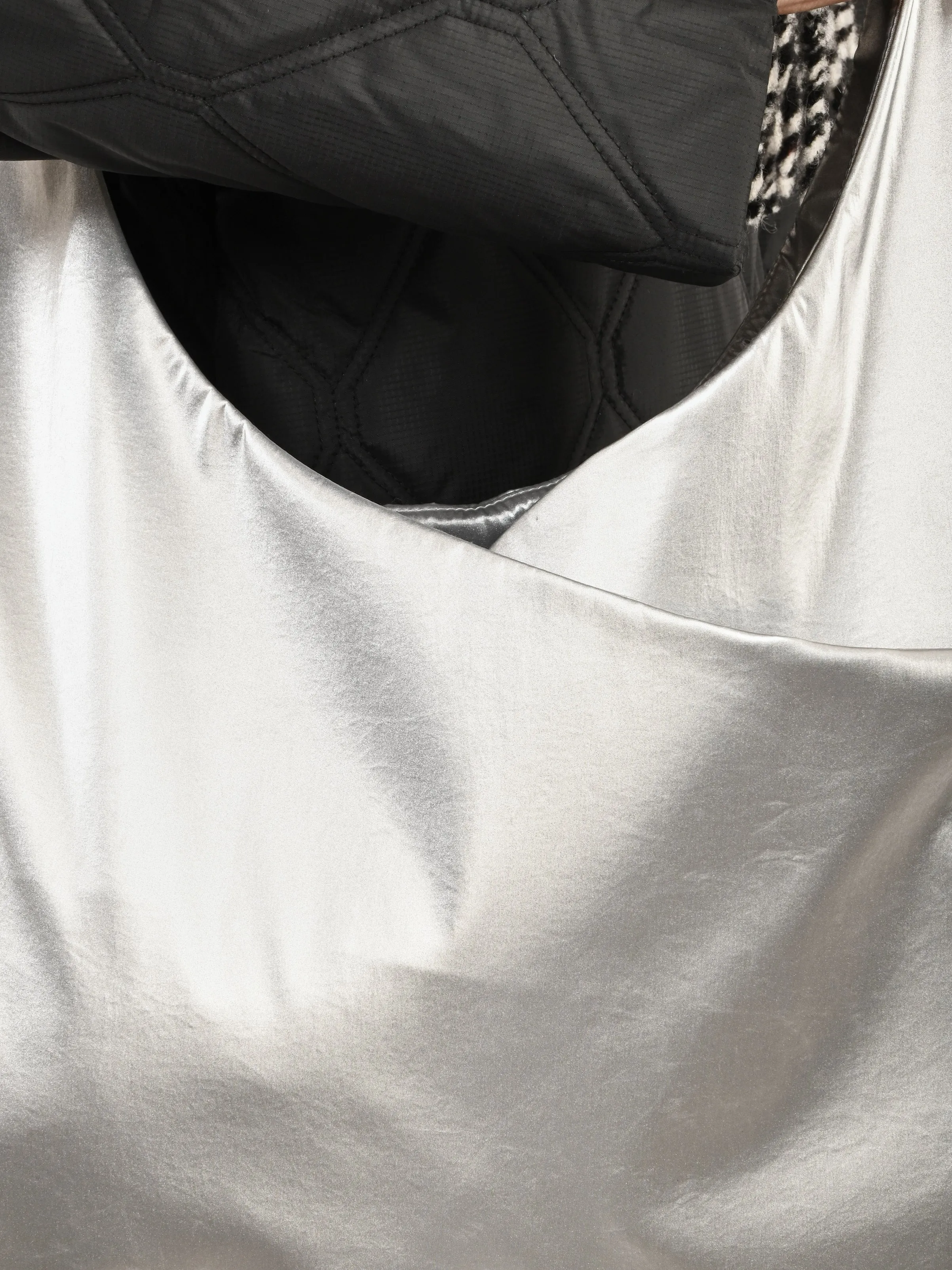 Silver Metallic Rainwear Hobo Crossbody