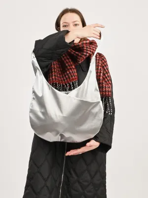 Silver Metallic Rainwear Hobo Crossbody