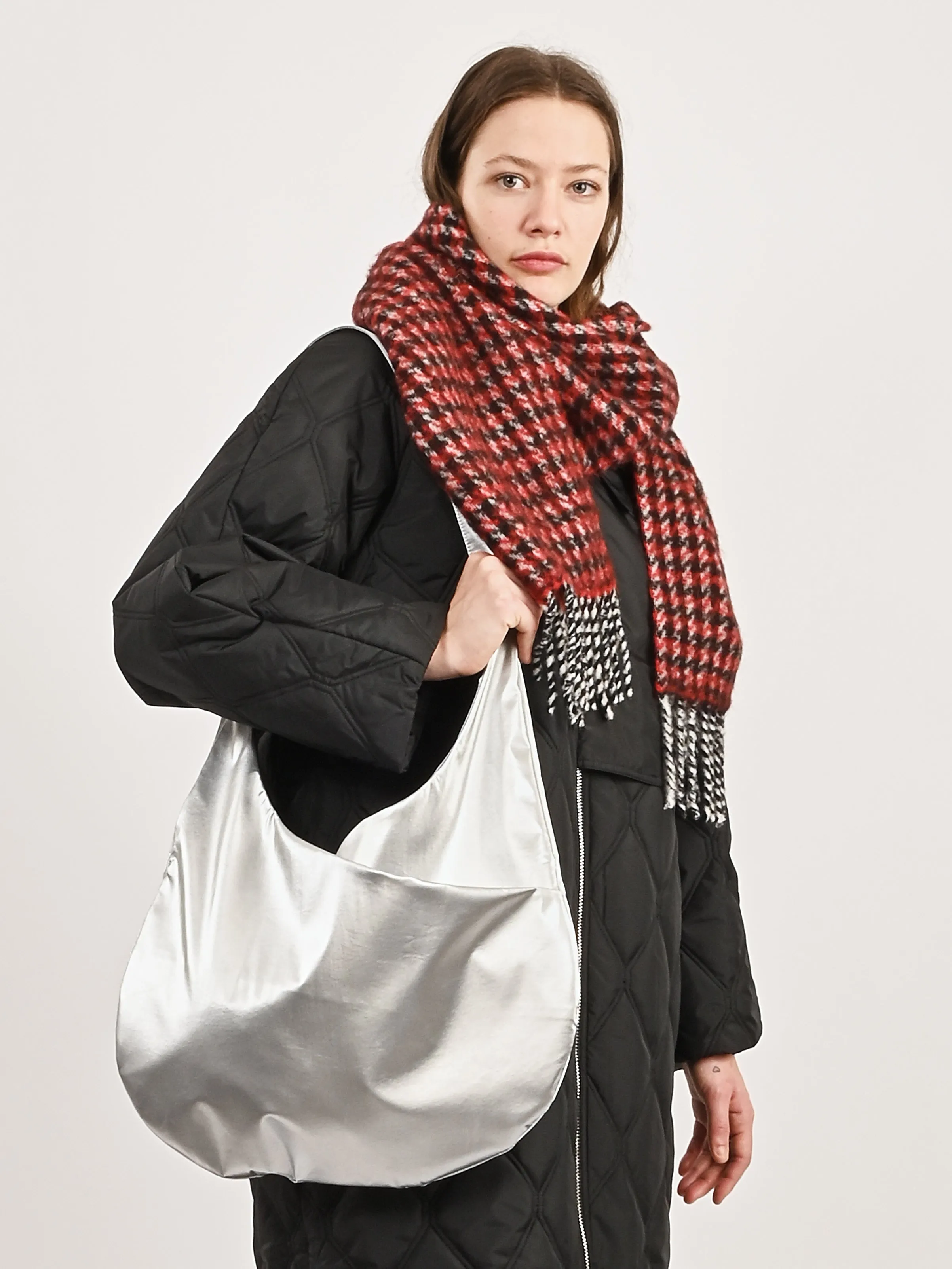 Silver Metallic Rainwear Hobo Crossbody