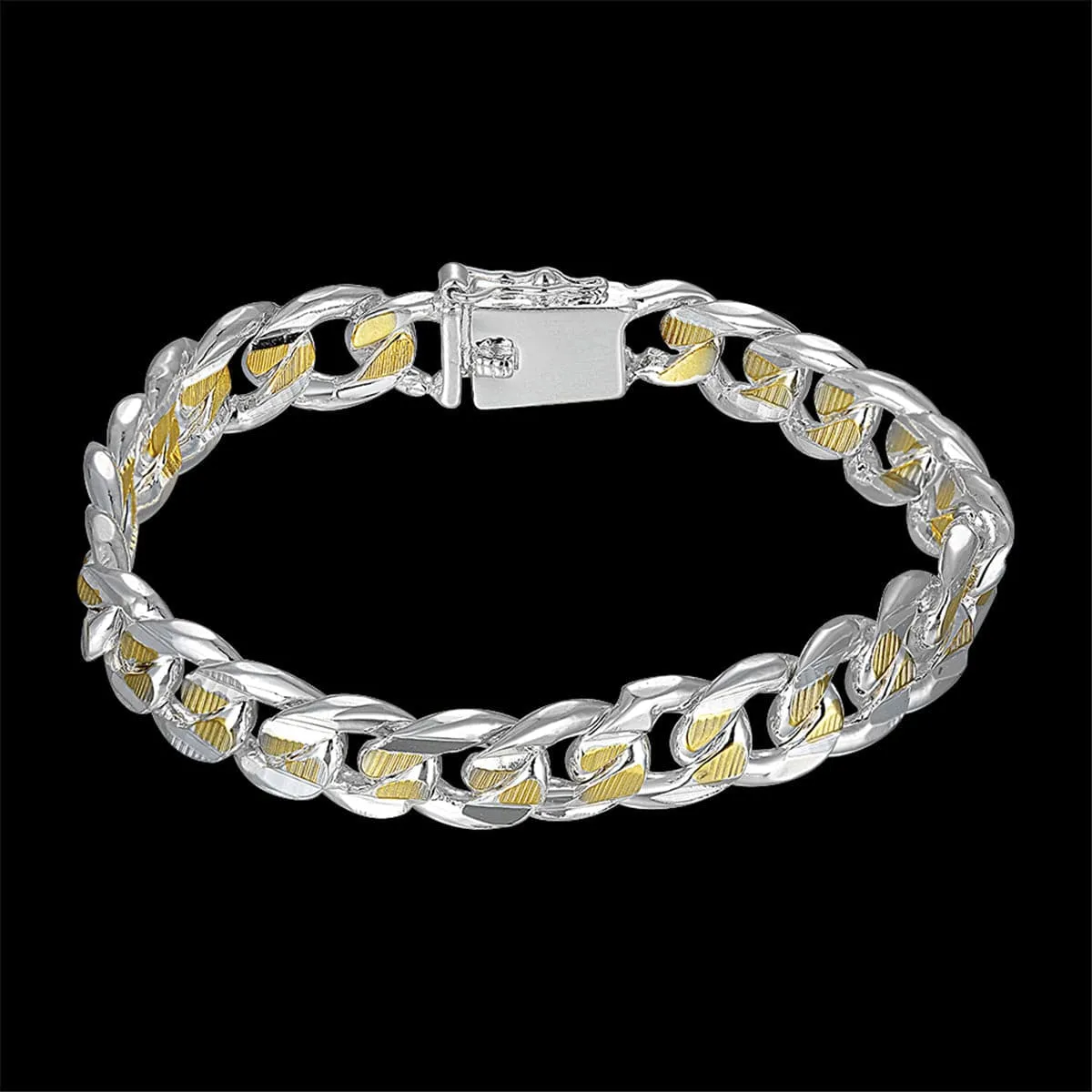 Silver-Plated & 18K Gold-Plated Link Bracelet