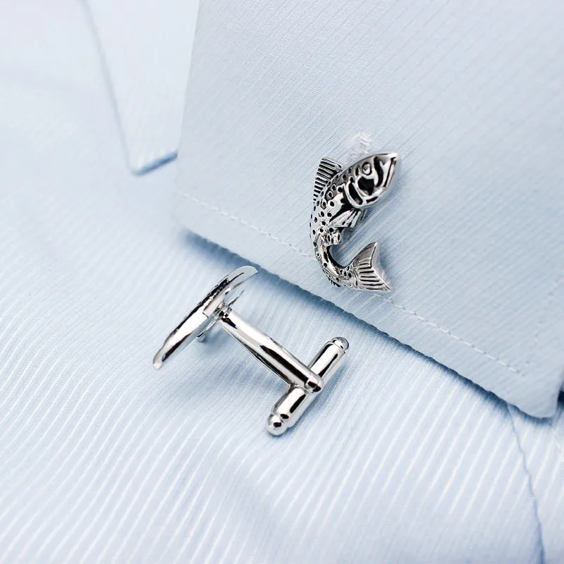 Silver Salmon Cuff Links