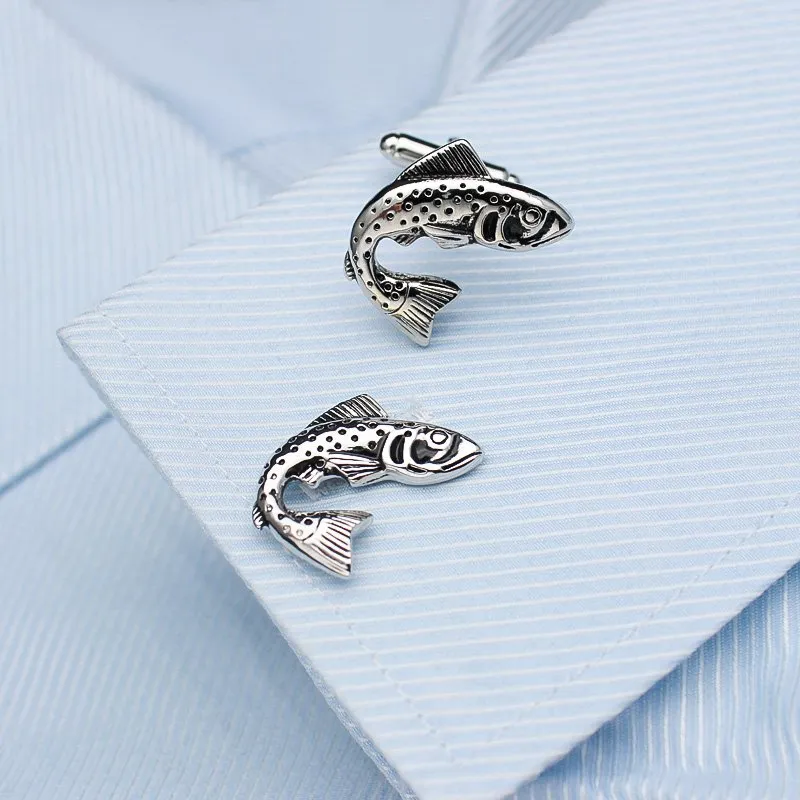 Silver Salmon Cuff Links